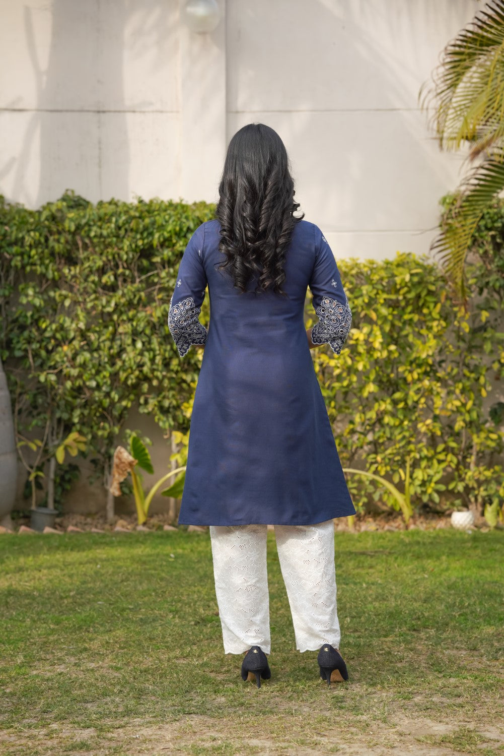 Midnight Blue Cut-Work Kurta-Set