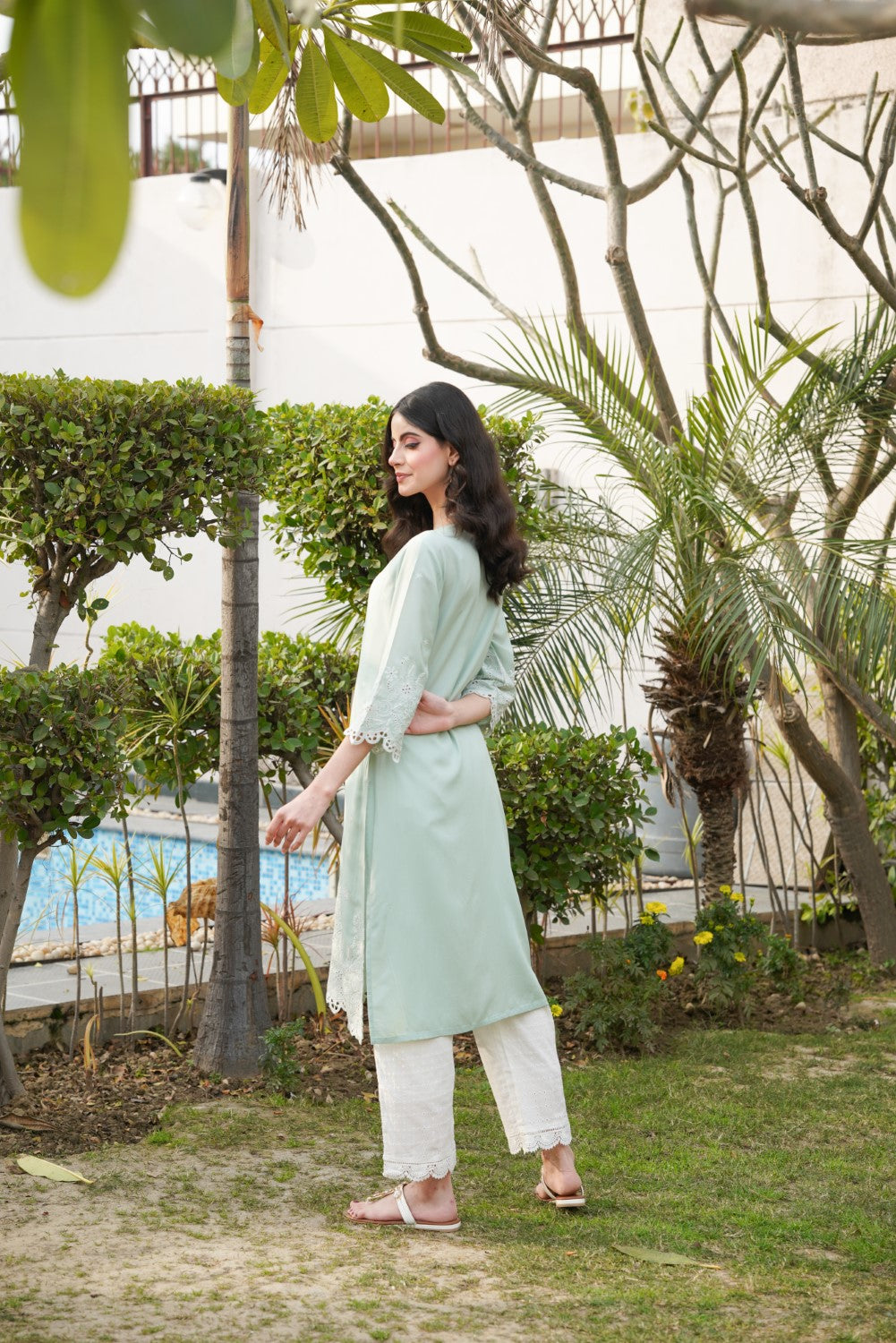 Pastel Green Cut-Work Kurta-Set