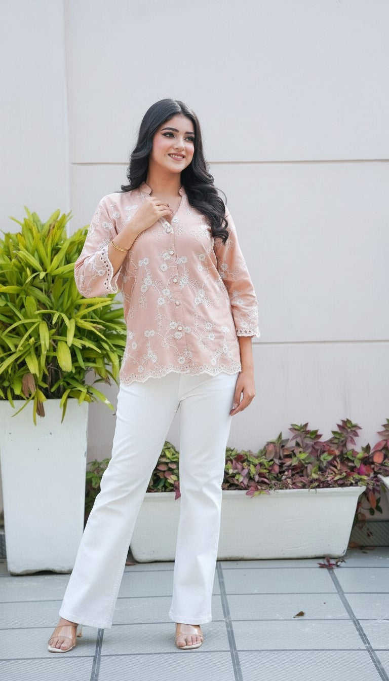 Biscotti Cording Cut-Work Top