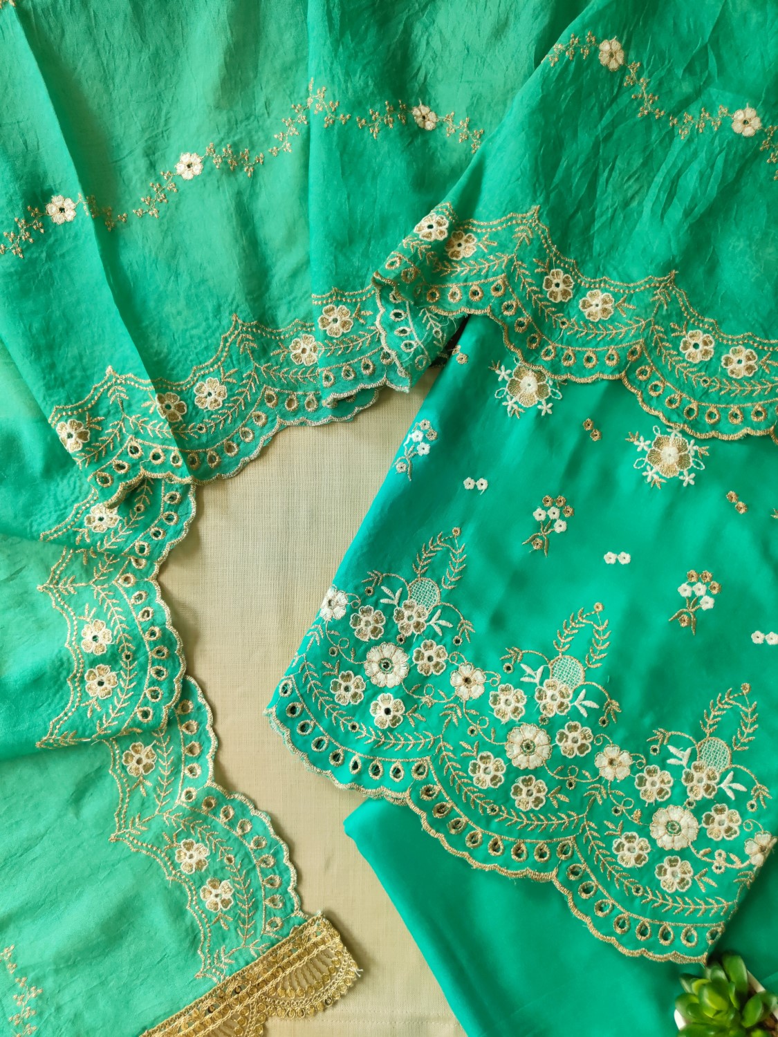 Rama Green Zari Suit-Set