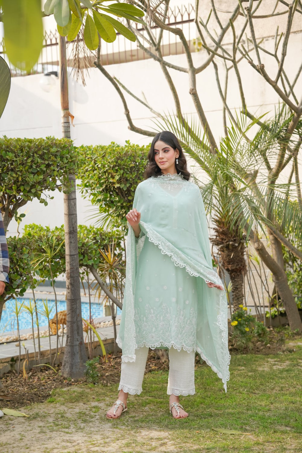 Pastel Green Cut-Work Kurta-Set