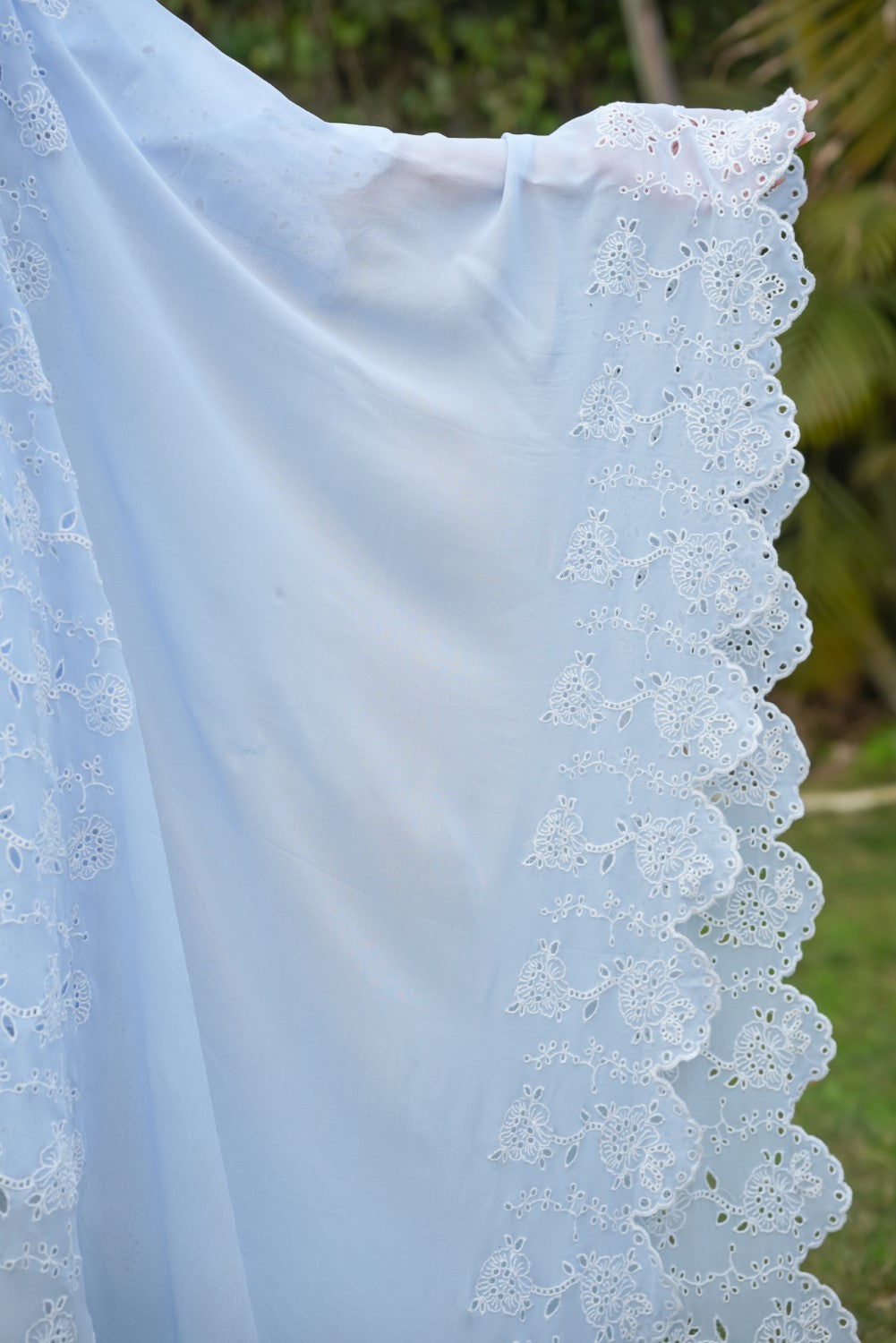 Powder Blue Lily Cut-Work Kurta-Set