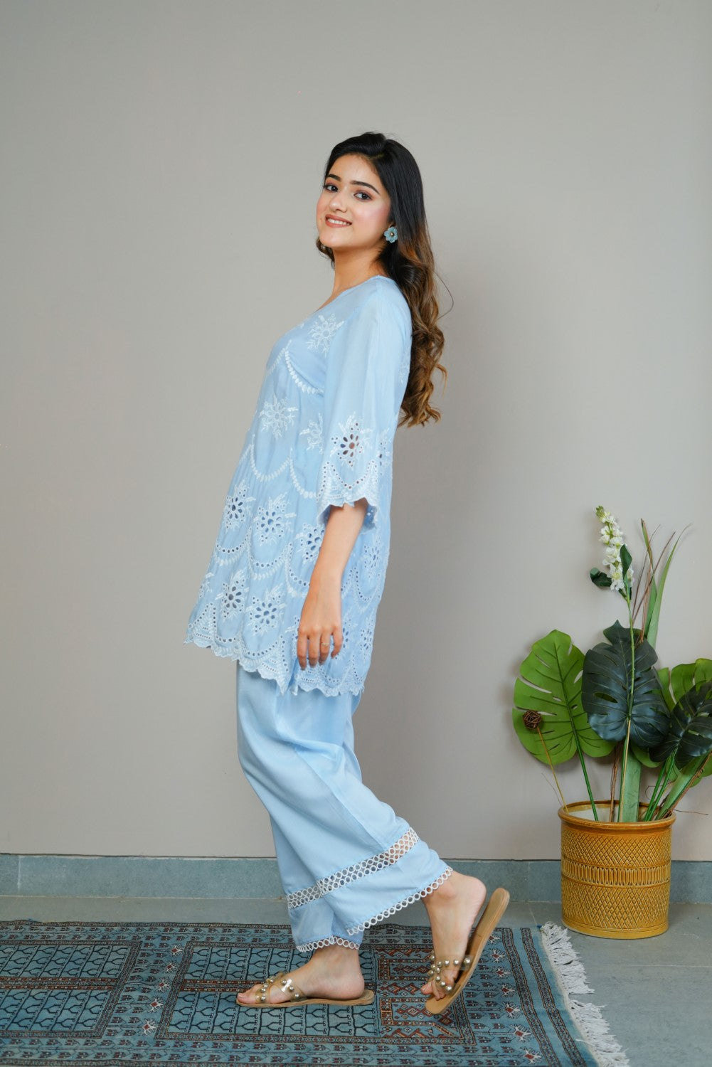 Powder Blue Cut-Work Set