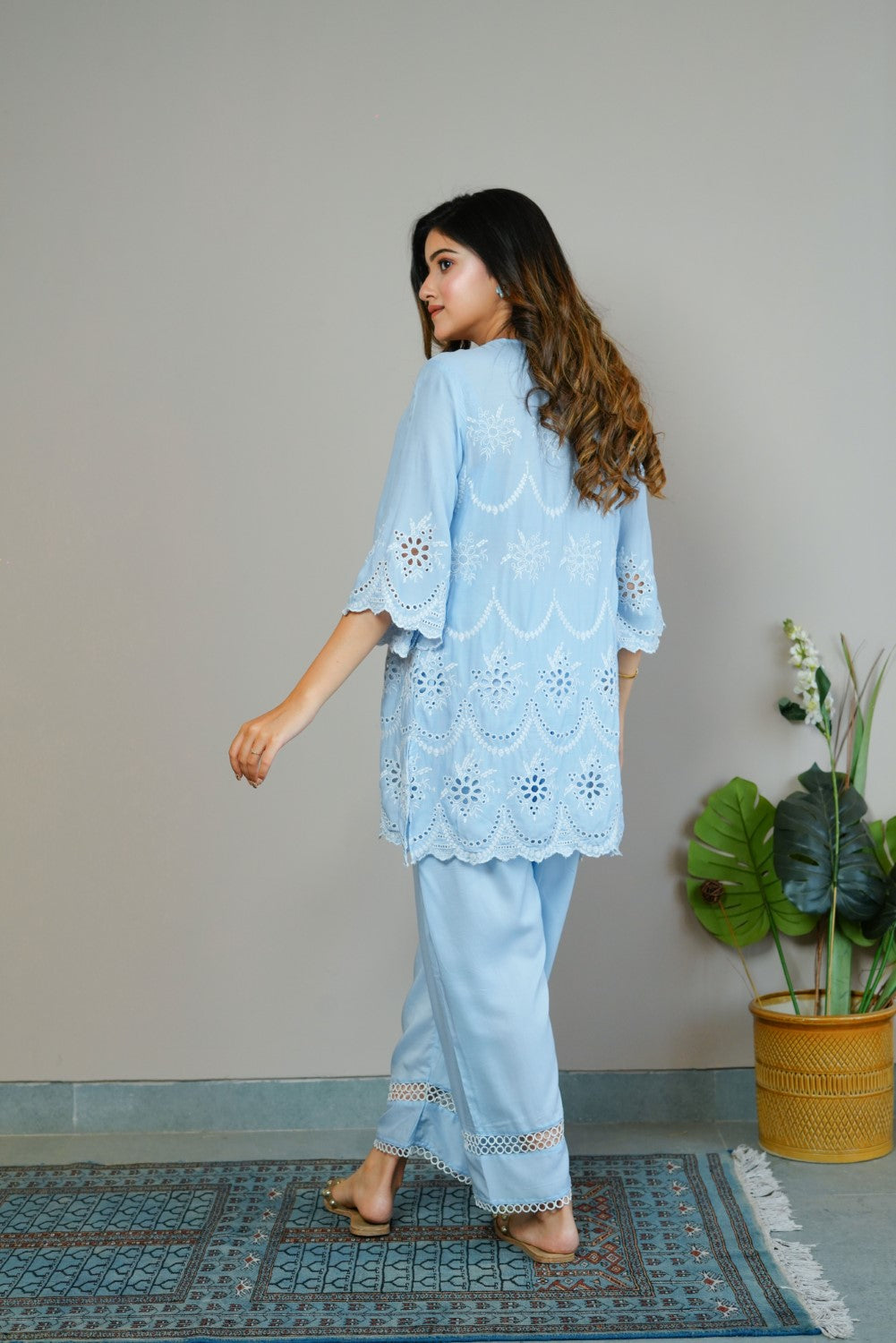 Powder Blue Cut-Work Set