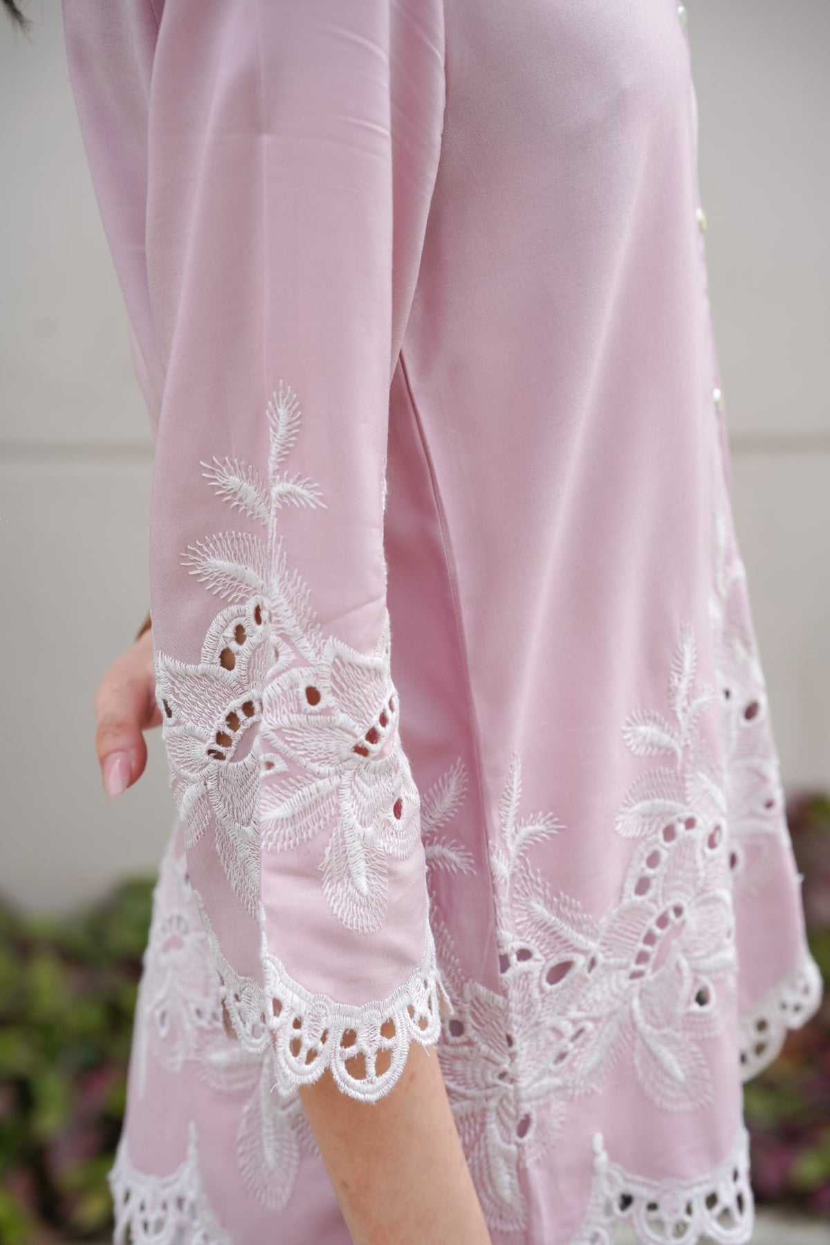 Nude Pink Roses Cut-Work Top