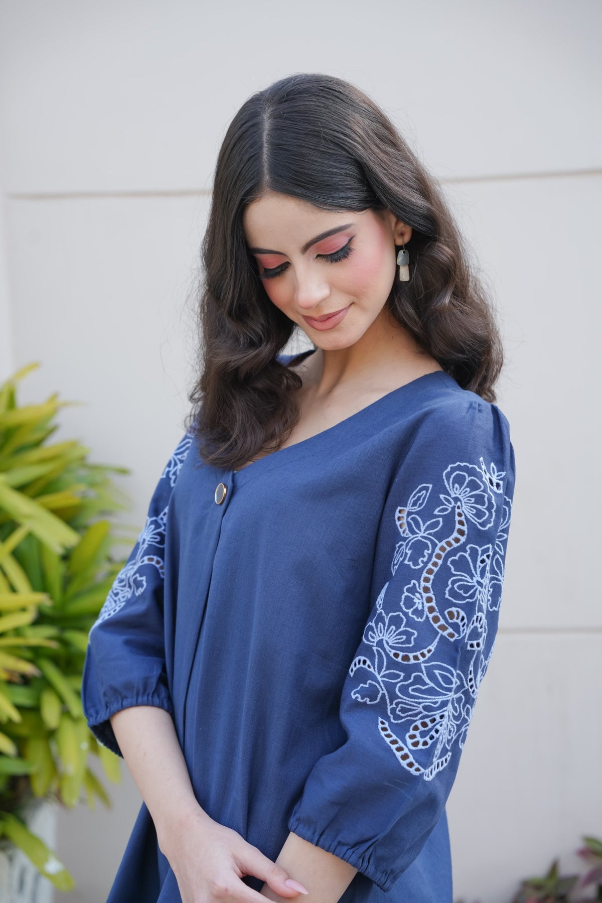 Midnight Blue Cut-Work Top