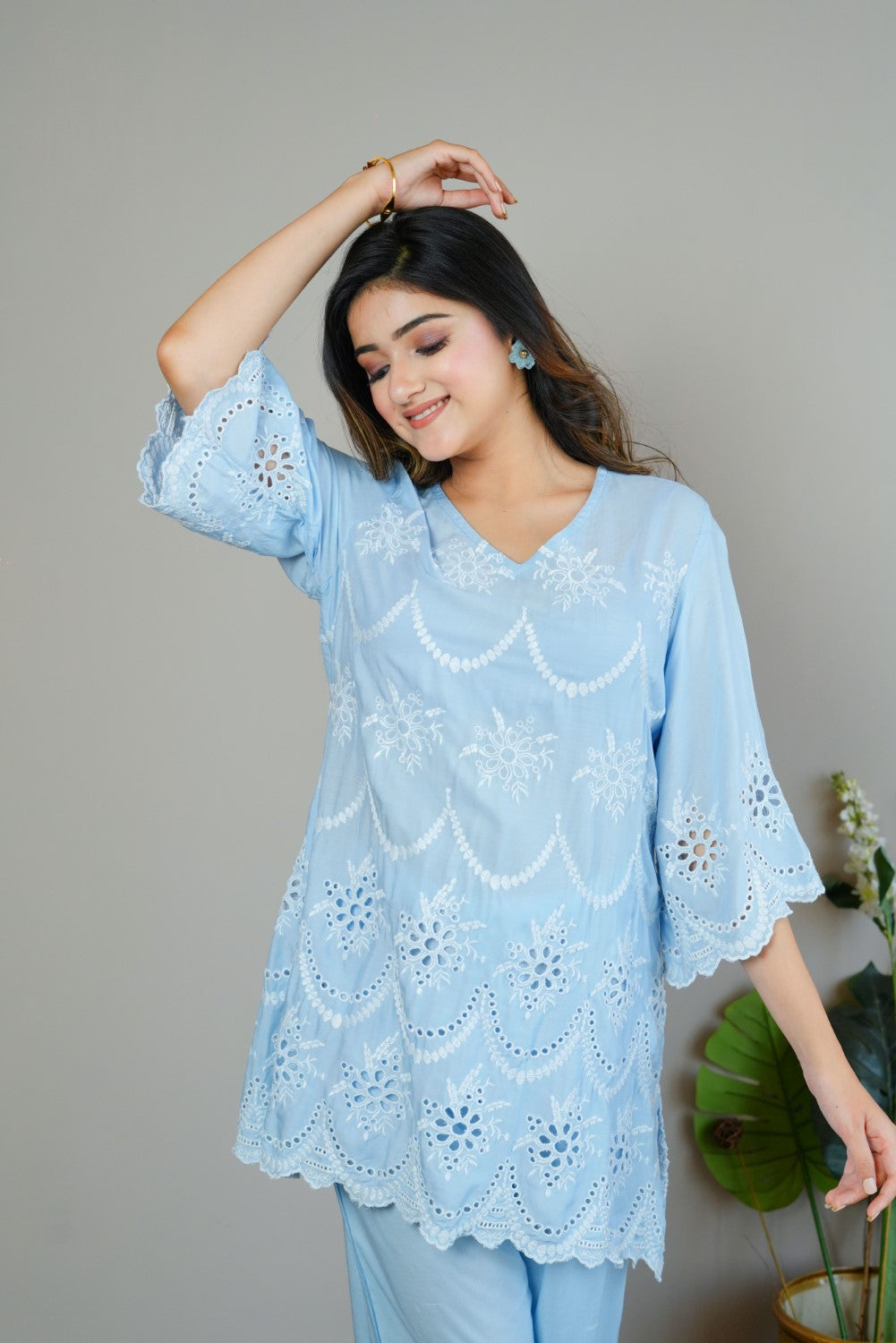 Powder Blue Cut-Work Set