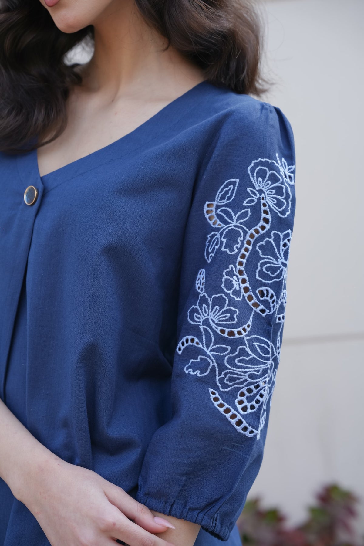 Midnight Blue Cut-Work Top