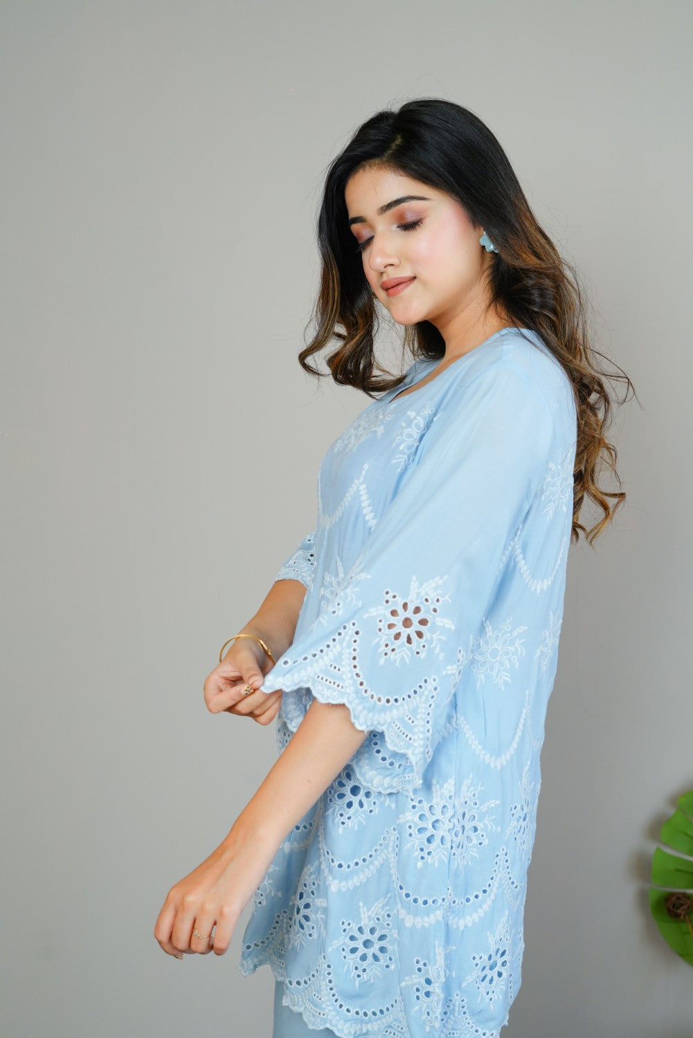 Powder Blue Cut-Work Set