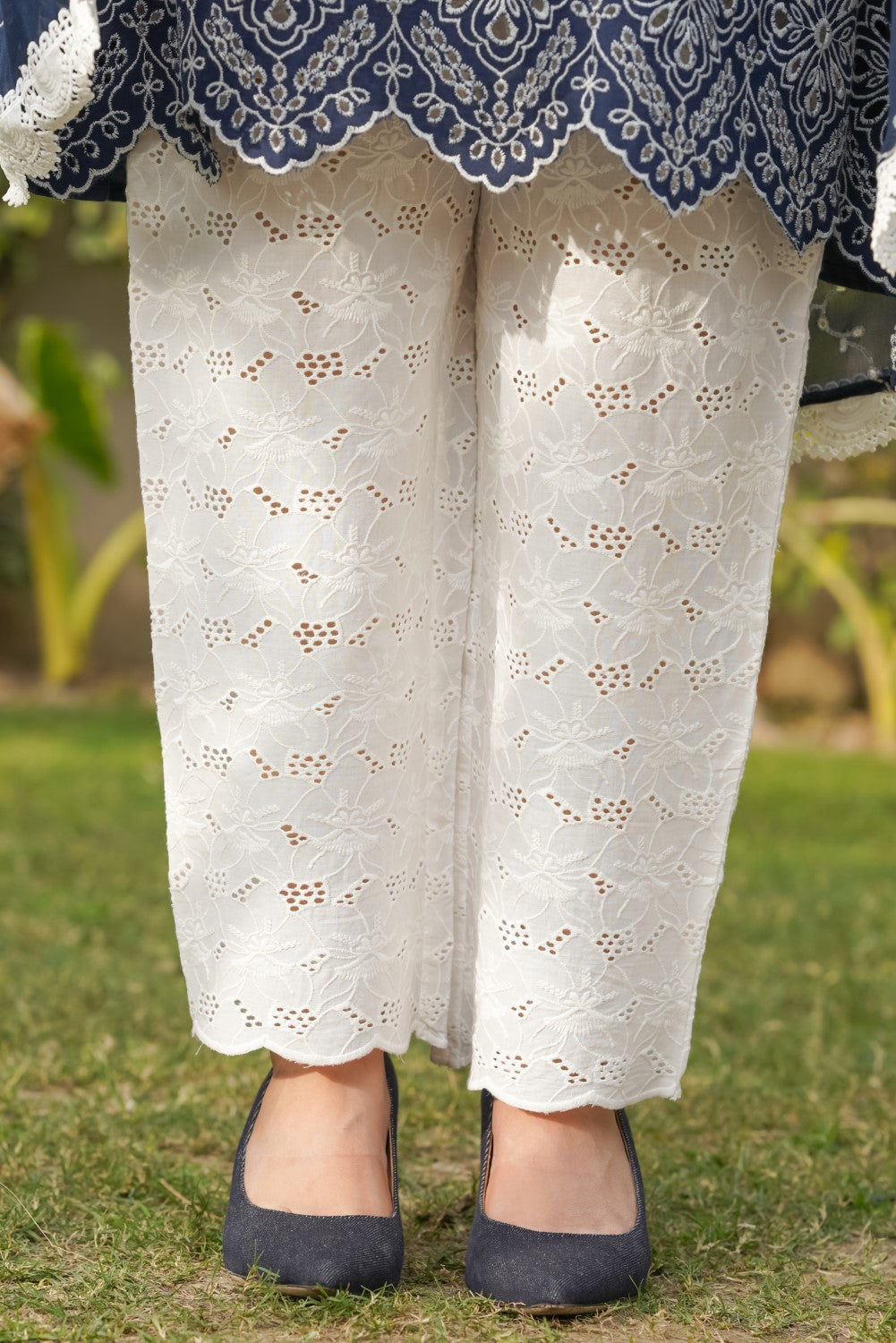 Midnight Blue Cut-Work Kurta-Set