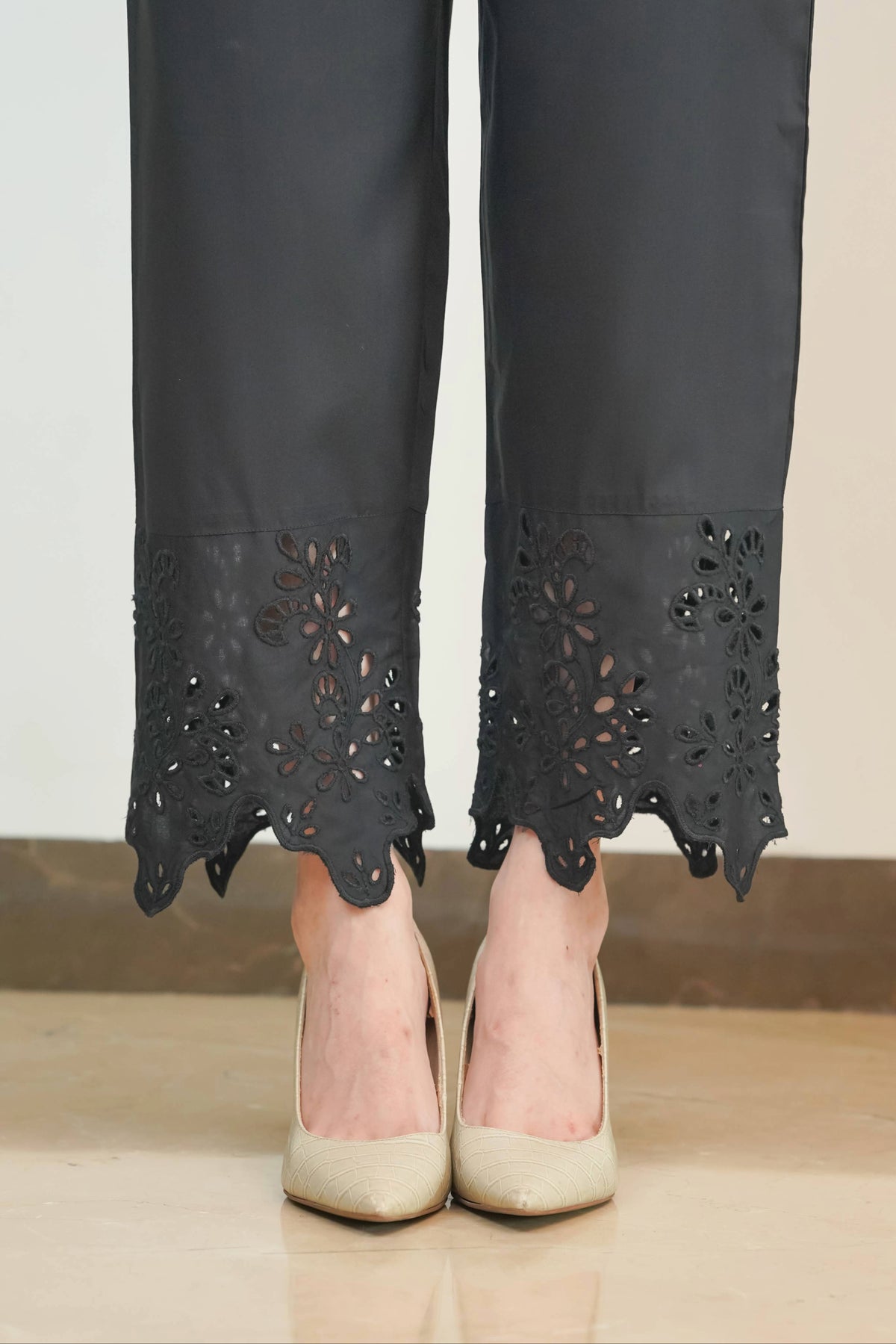Off-White & Black Cut-Work Set