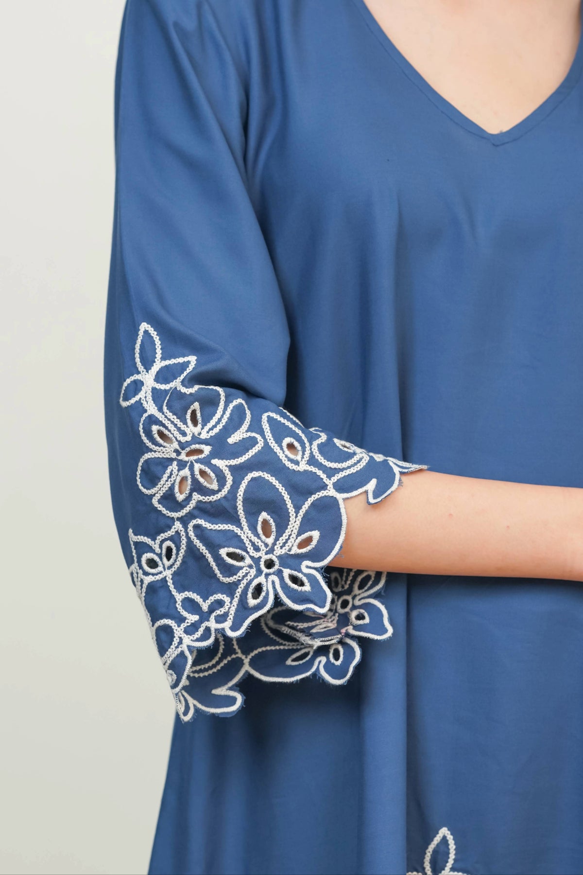 Prussian Blue Jasmine Cut-Work Set