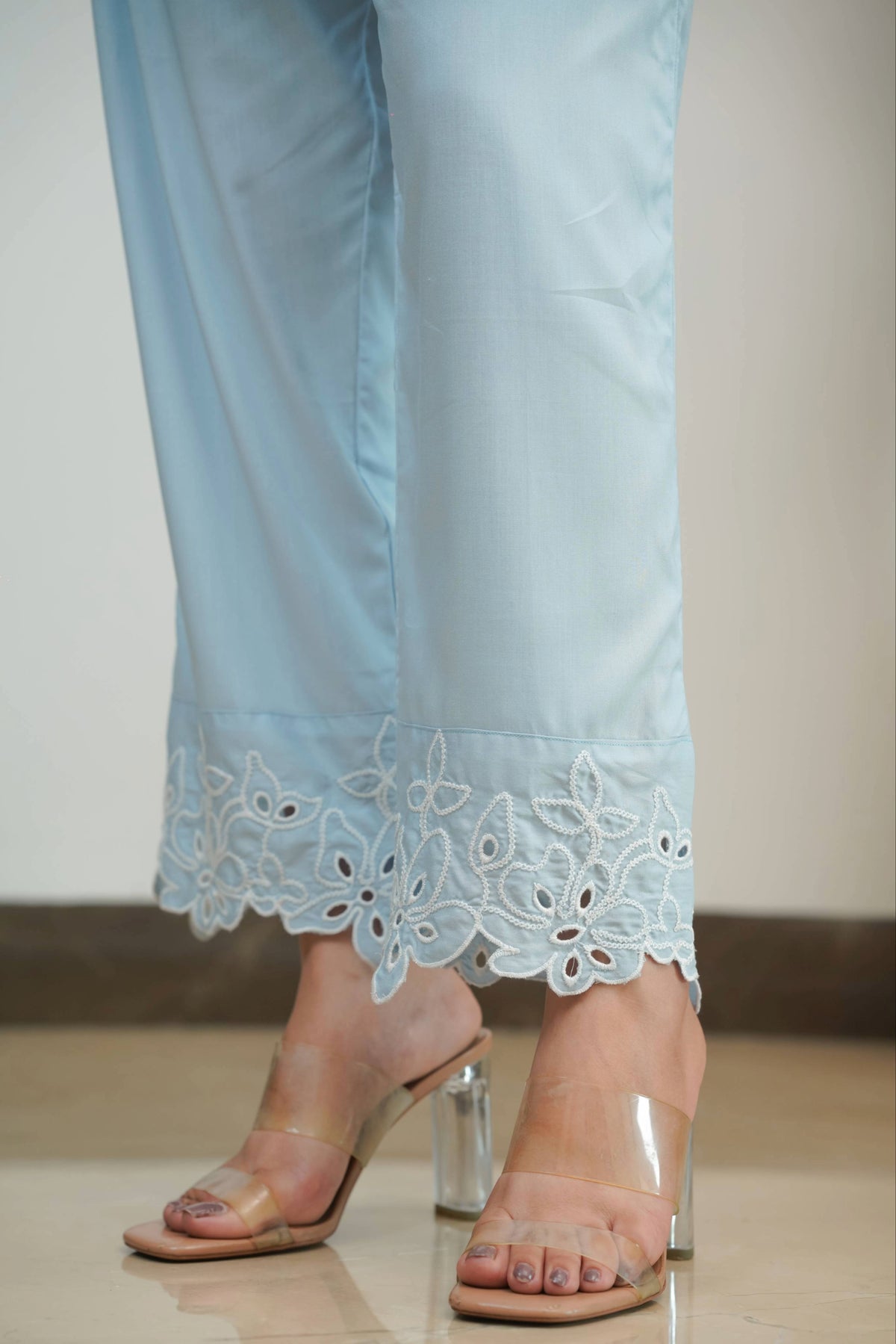 Powder Blue Jasmine Cut-Work Co-ord Set