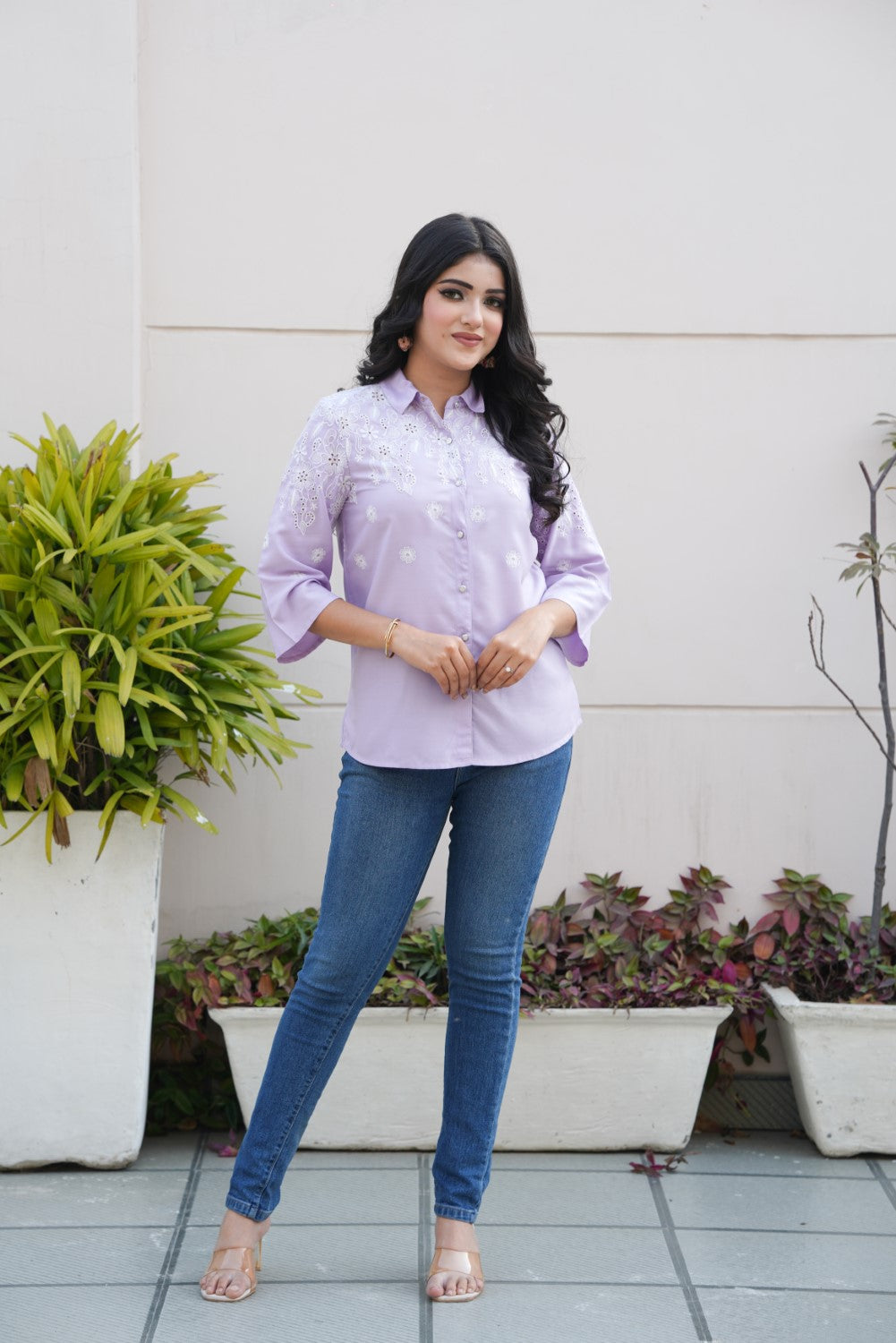 Lavender Cut-Work Top