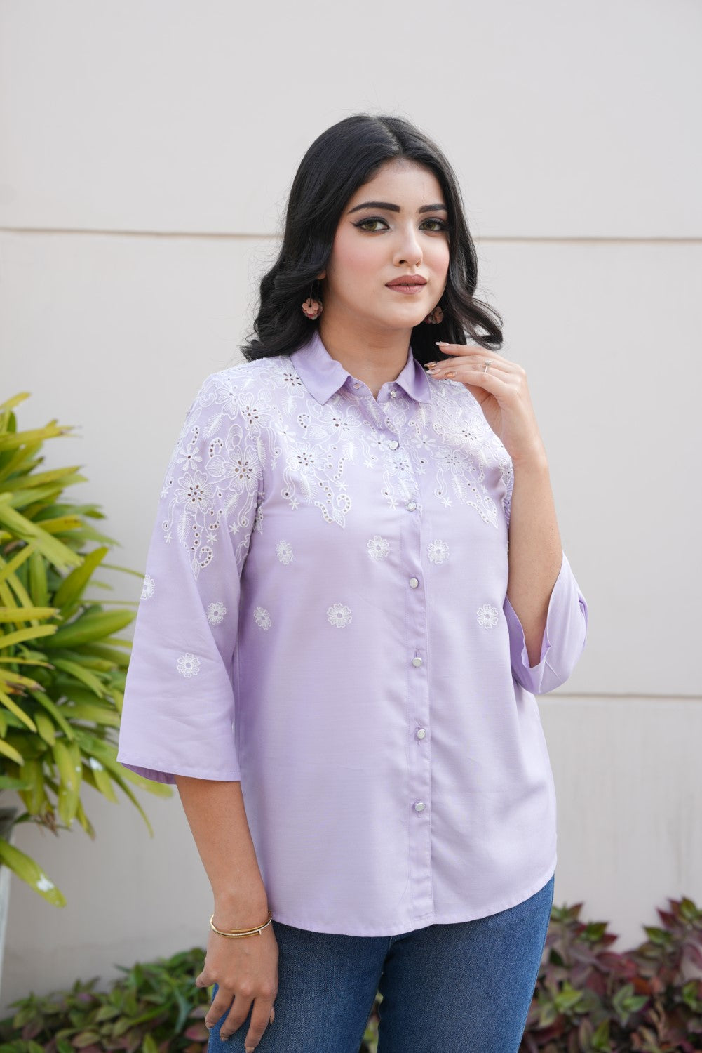 Lavender Cut-Work Top