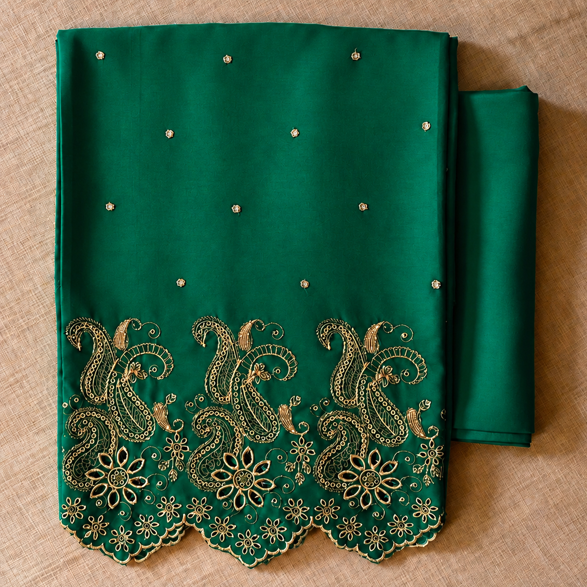 Emerald Green & Zari Cut-Work Suit-Set