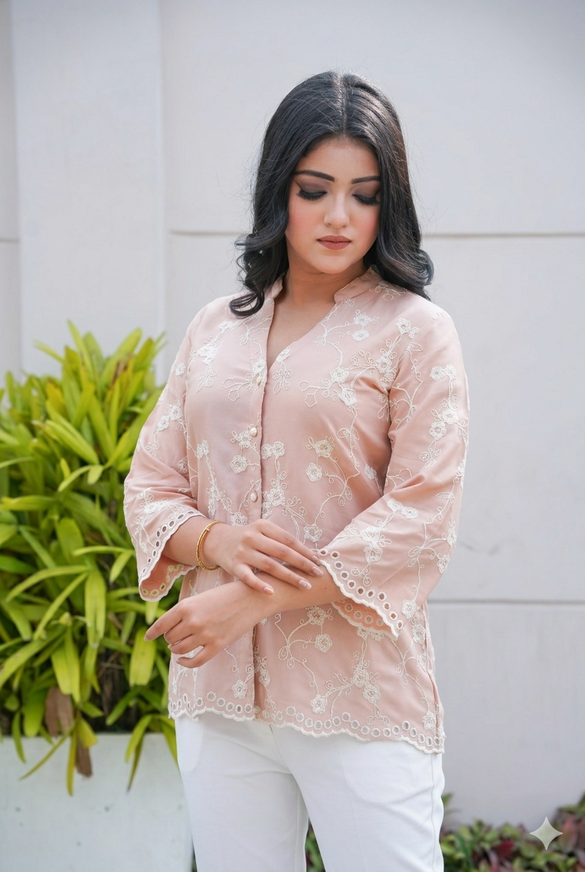 Biscotti Cording Cut-Work Top