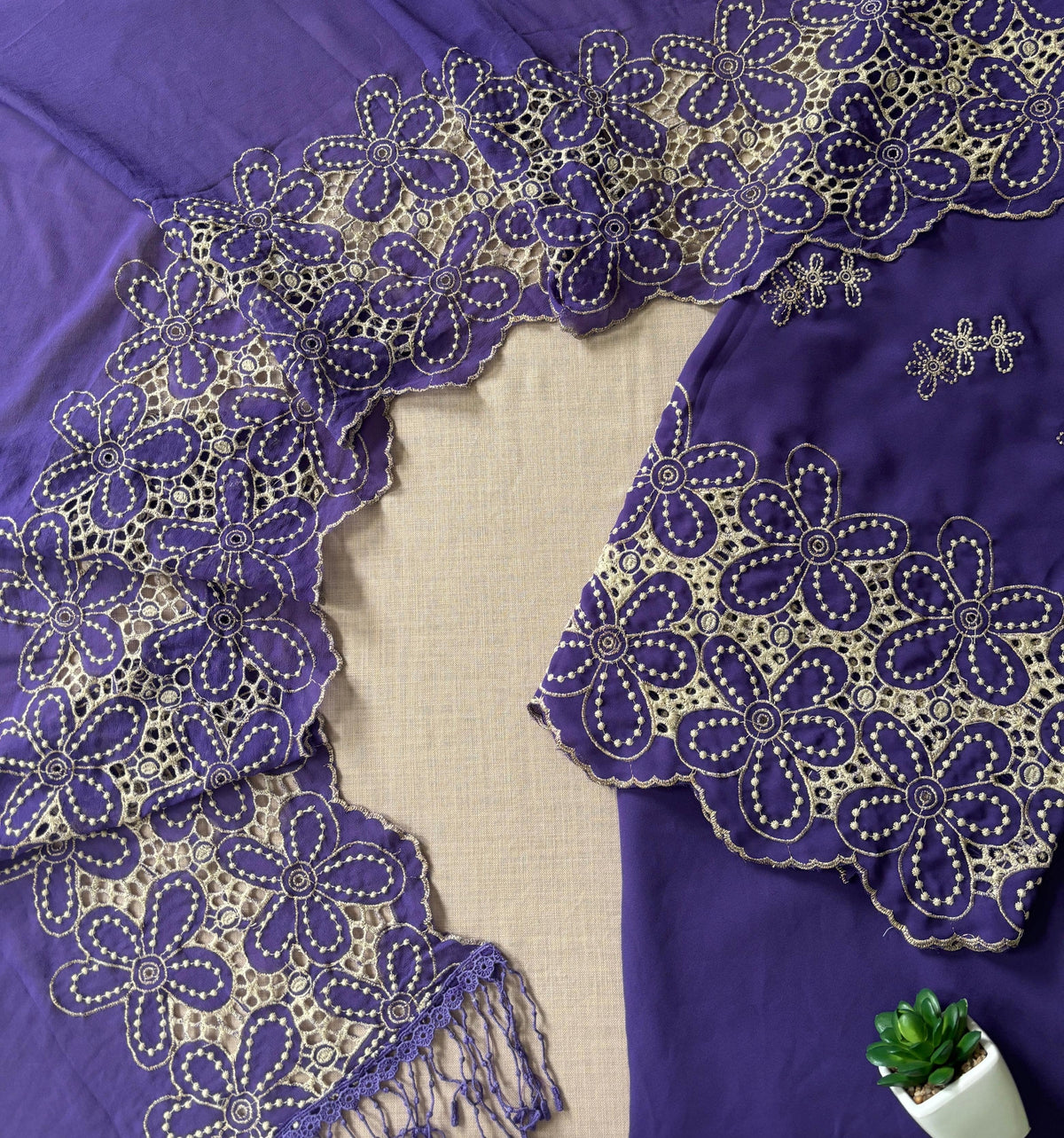 Violet Zari Cut-Work Georgette Suit-Set