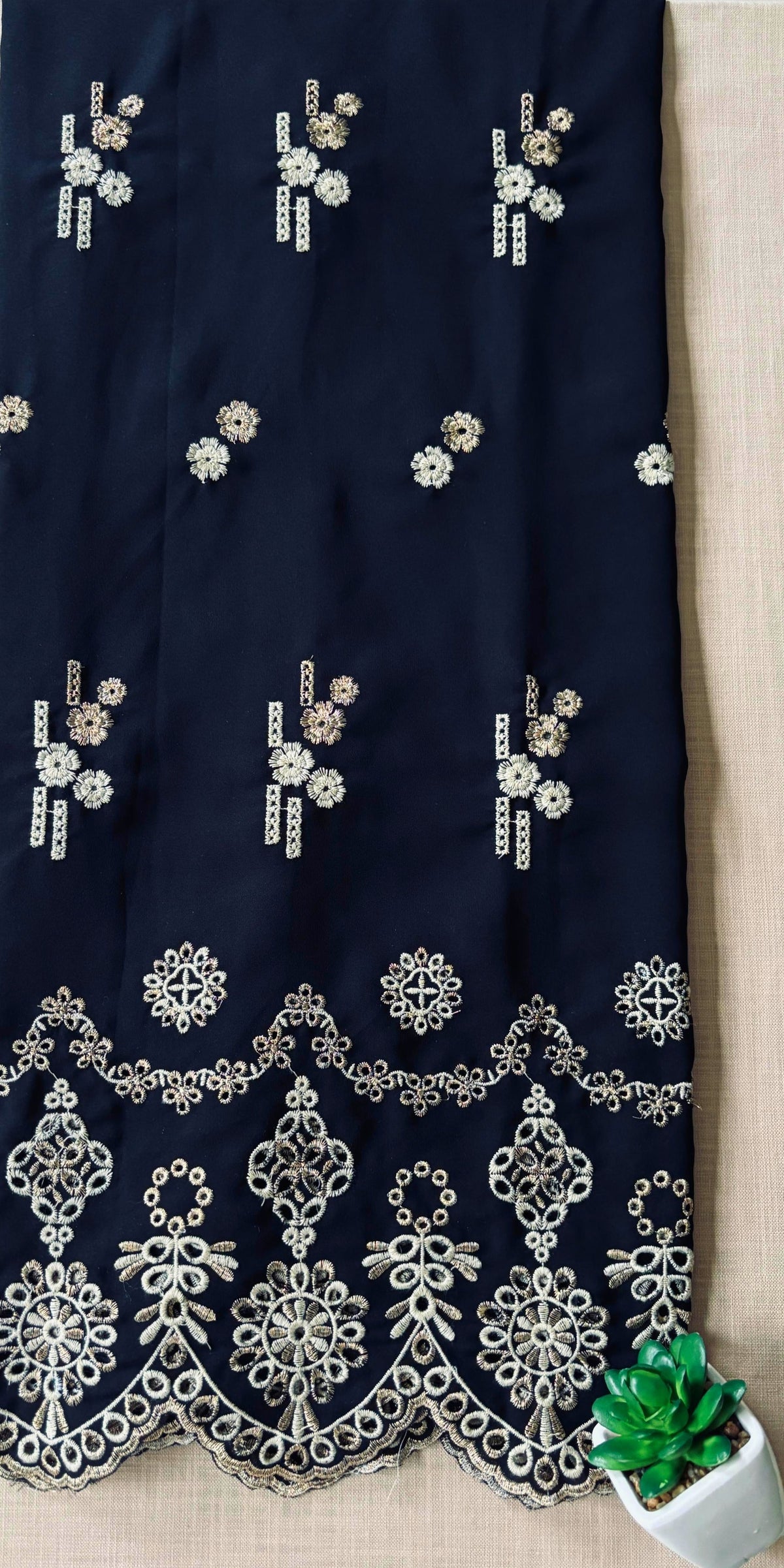 Black Zari Cut-Work Georgette Suit-Set