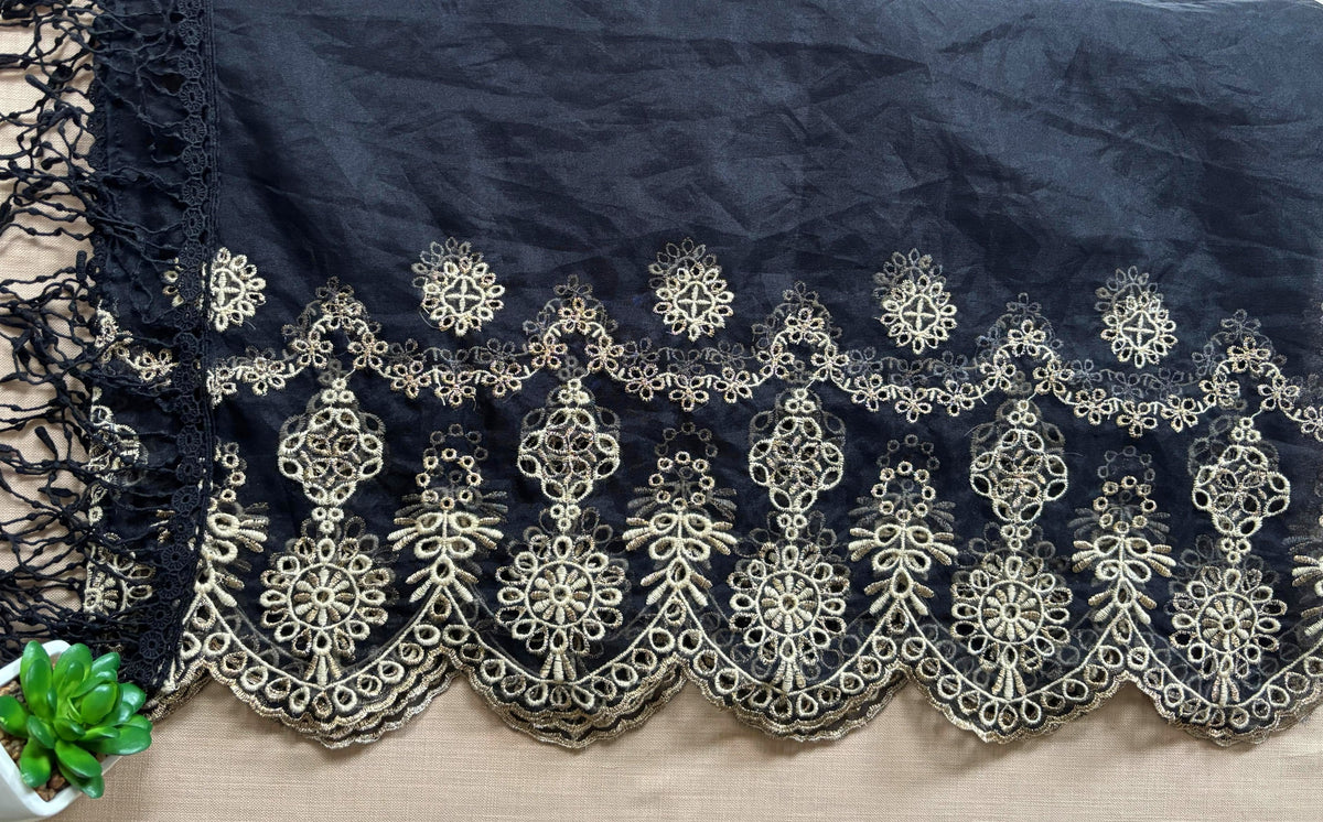 Black Zari Cut-Work Georgette Suit-Set