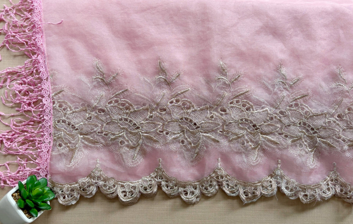 Baby Pink Roses Zari Cut-Work Georgette Suit-Set