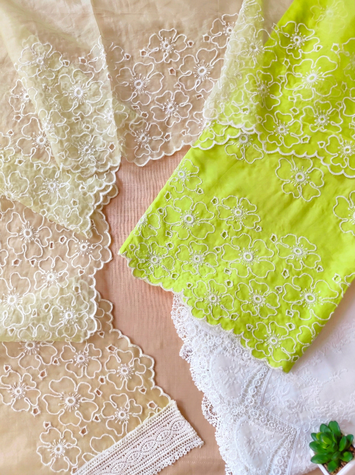 Lime Green Cut-Work Suit-Set