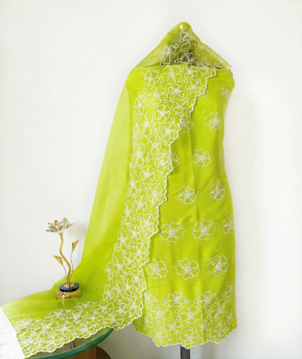 Lime Green Cut-Work Suit-Set
