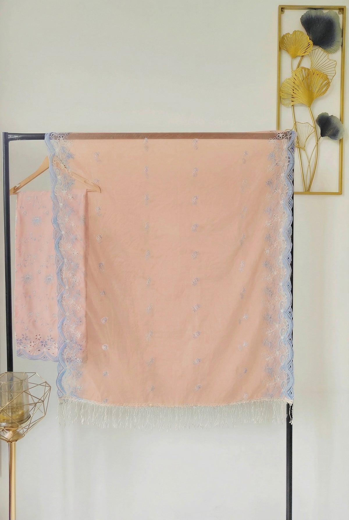 Peach with 2 Color Cut-Work Suit-Set