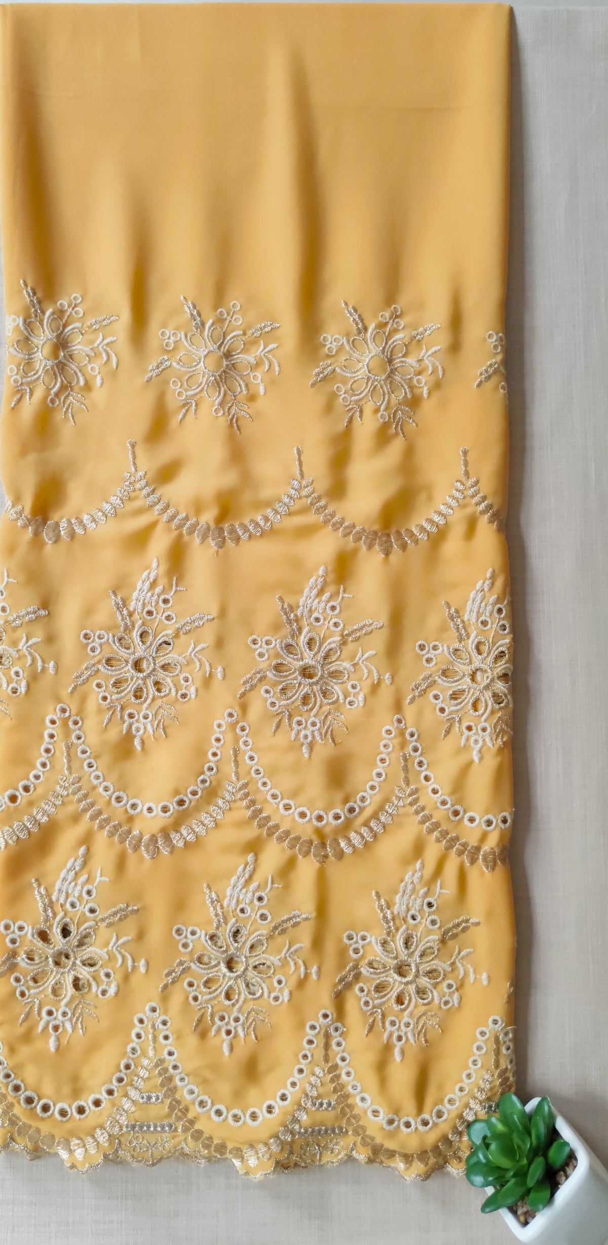Royal Yellow Zari Cut-Work Suit-Set