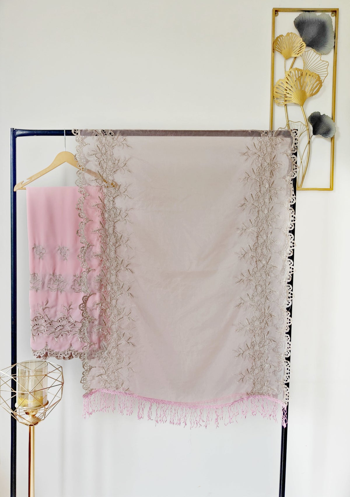 Baby Pink Roses Zari Cut-Work Georgette Suit-Set