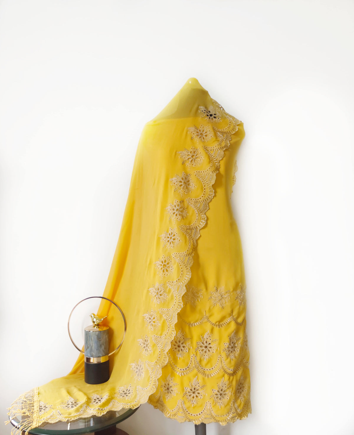 Royal Yellow Zari Cut-Work Suit-Set