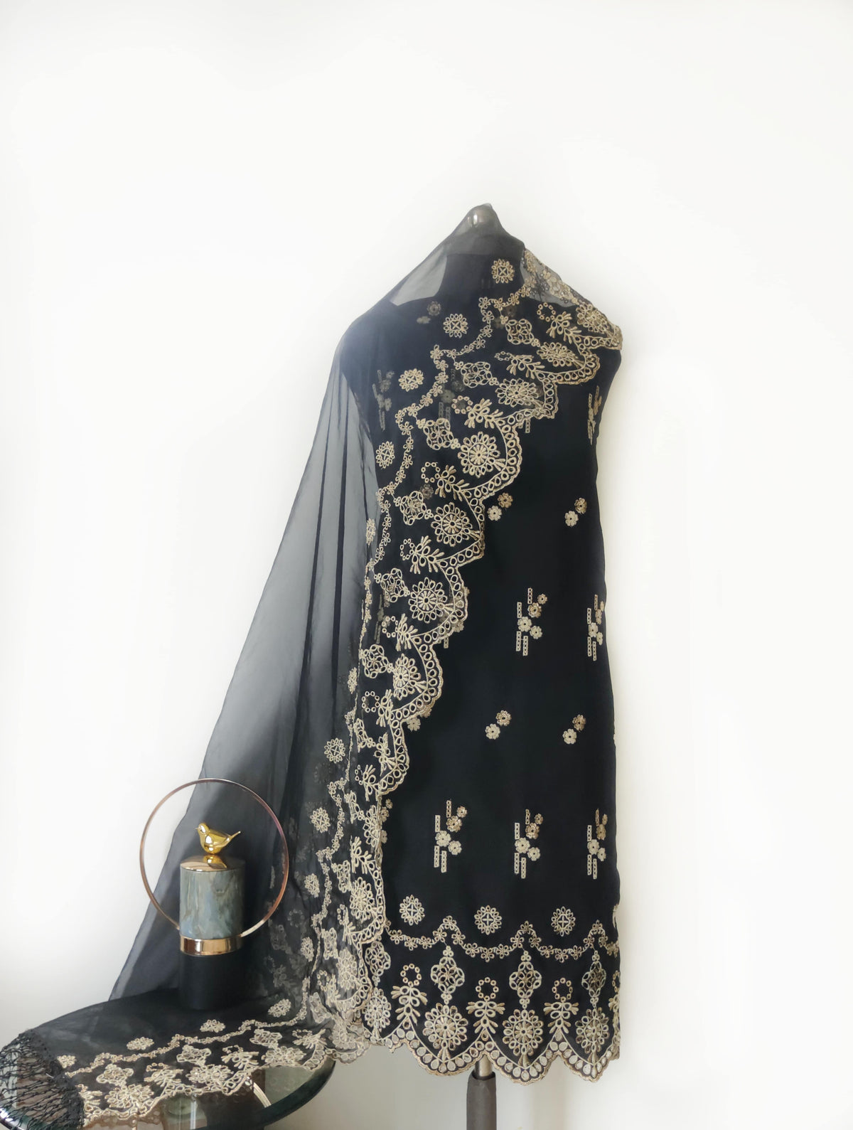 Black Zari Cut-Work Georgette Suit-Set