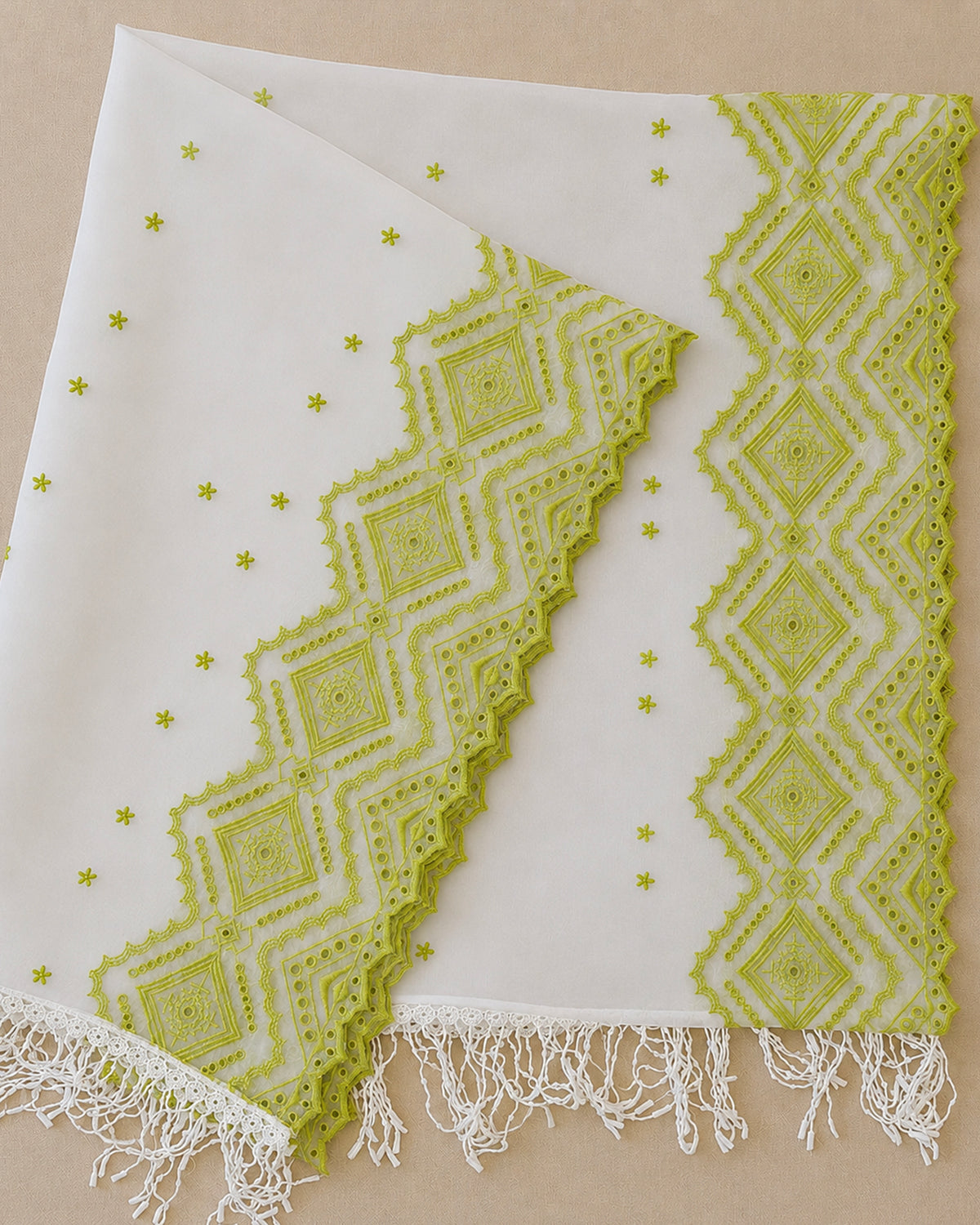Lime Green Twist Cut-Work Suit-Set