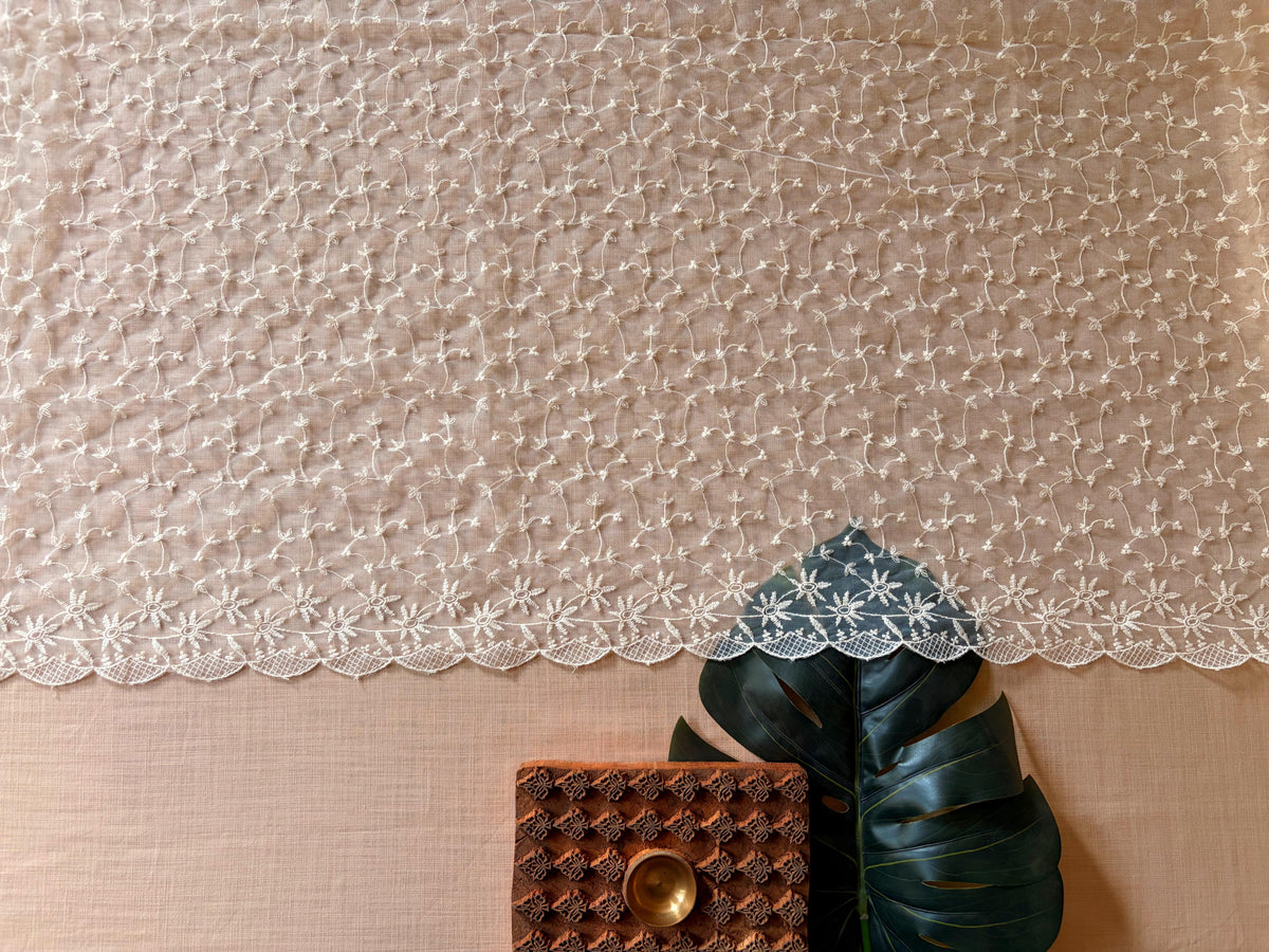 Flower Jaal Cut-Work Net Dupatta