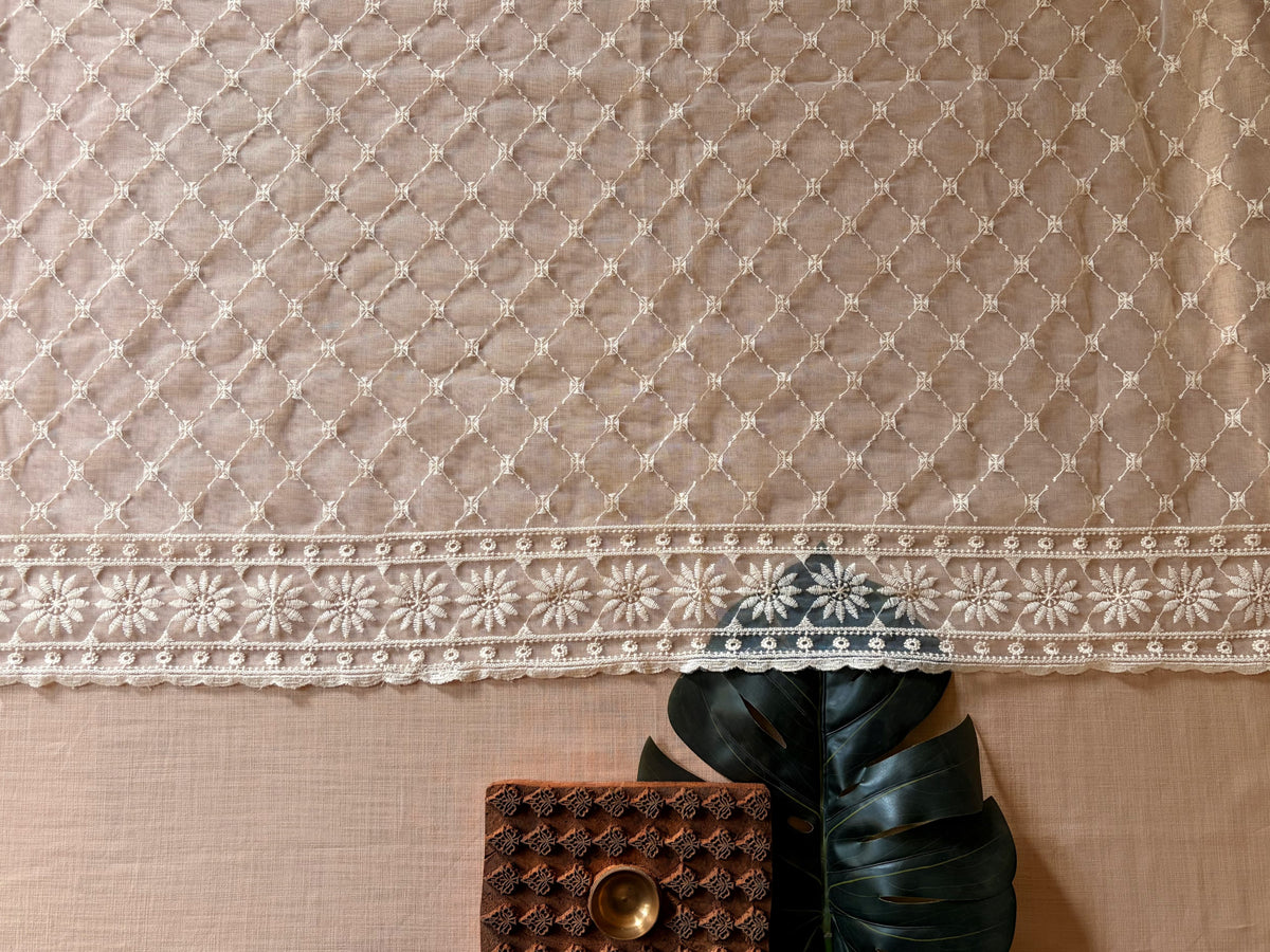 Square Jaal Cut-Work Net Dupatta