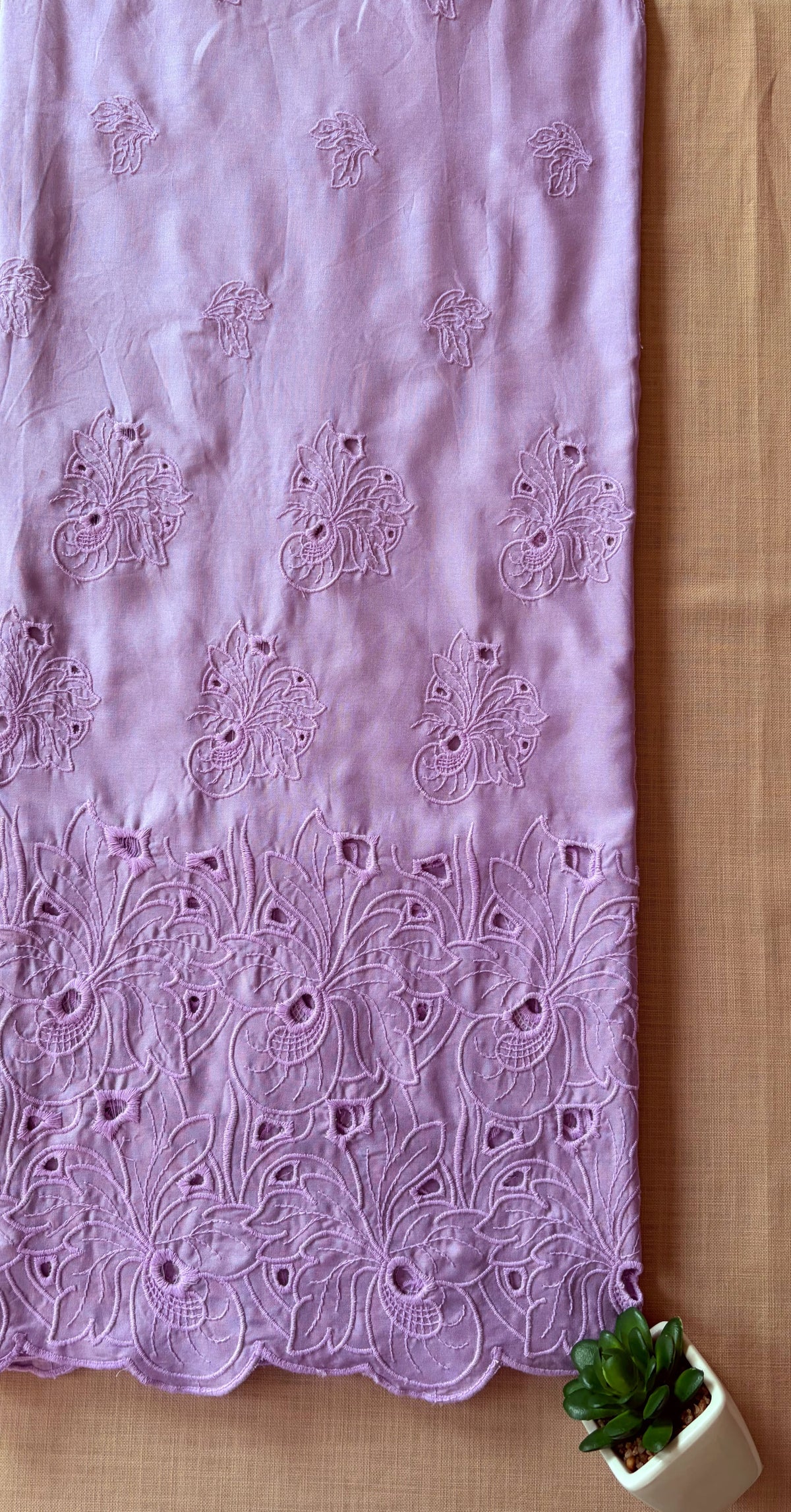 Lilac Chrysanthemum Cut-Work Suit-Set