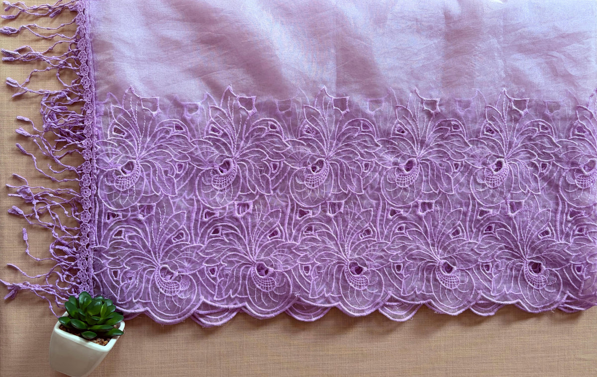 Lilac Chrysanthemum Cut-Work Suit-Set