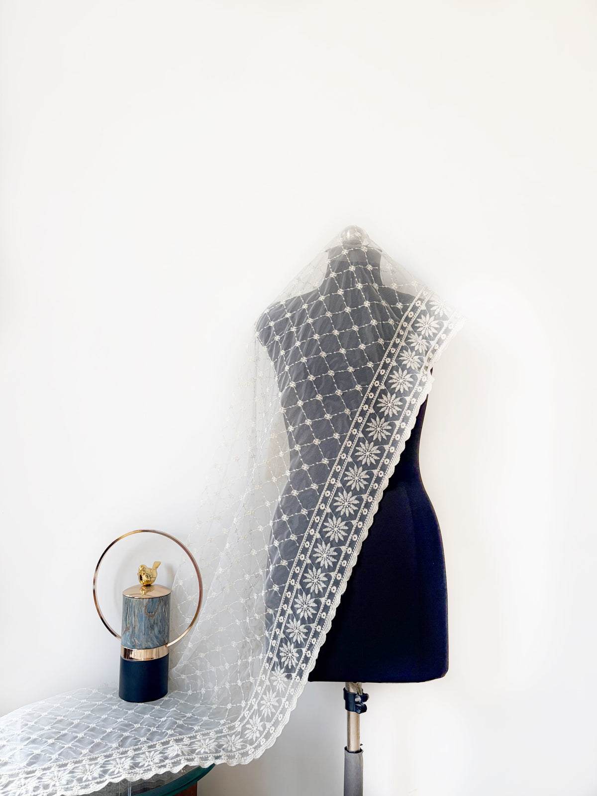 Square Jaal Cut-Work Net Dupatta