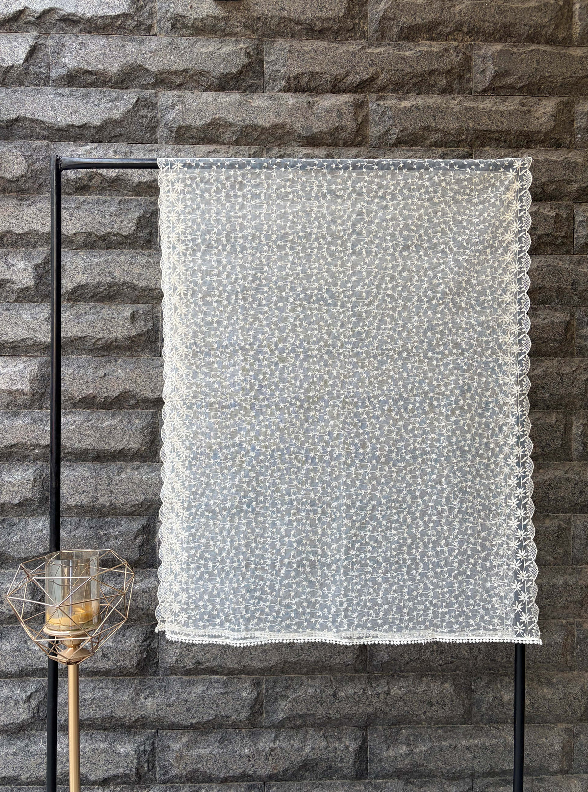 Flower Jaal Cut-Work Net Dupatta