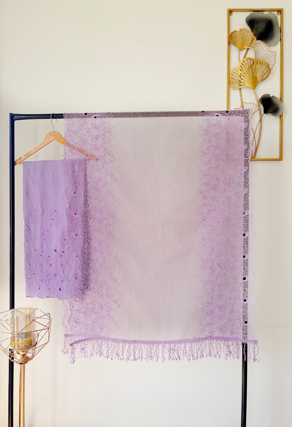 Lilac Chrysanthemum Cut-Work Suit-Set