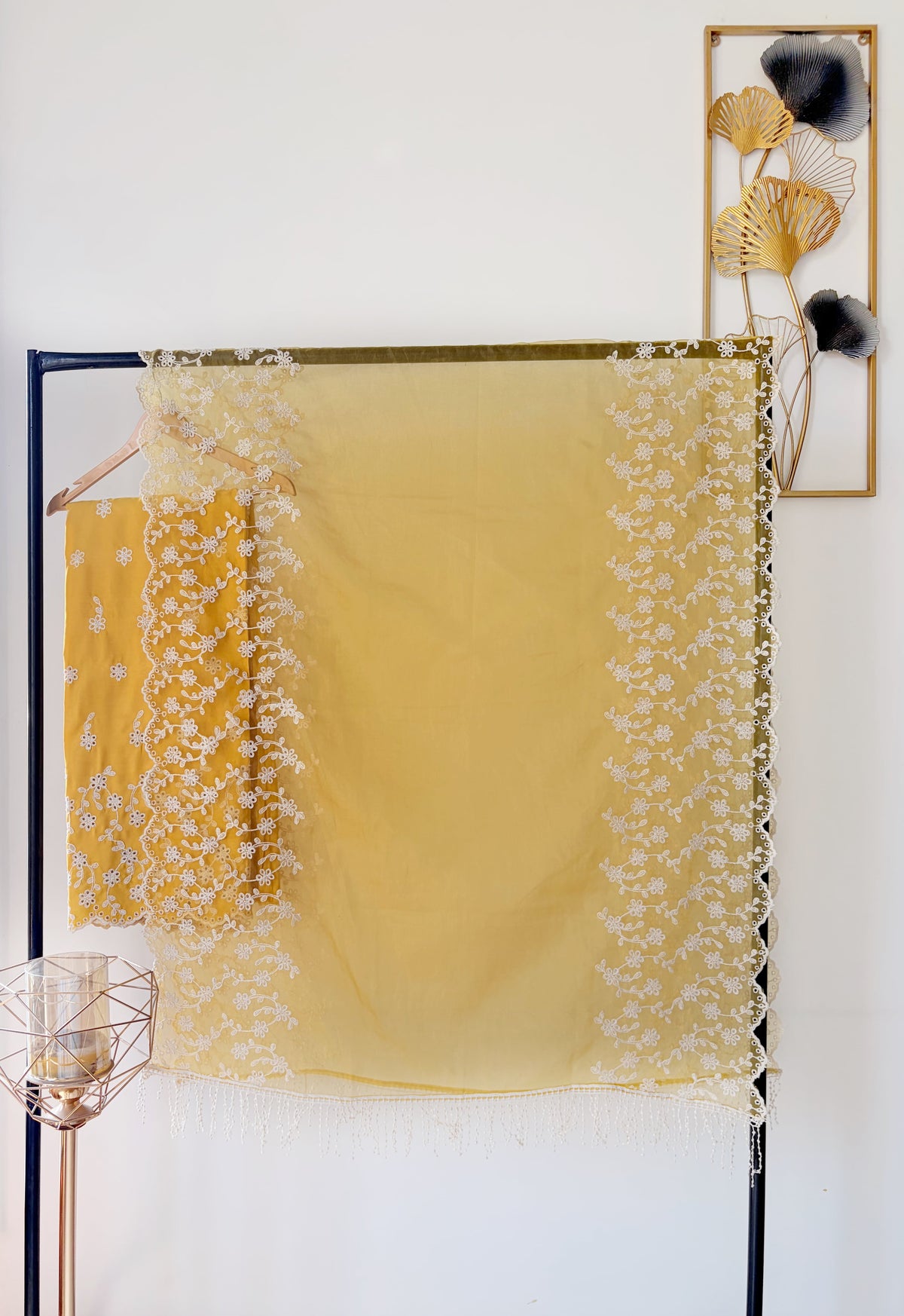 Mango Yellow with Cording Cut-Work Suit-Set