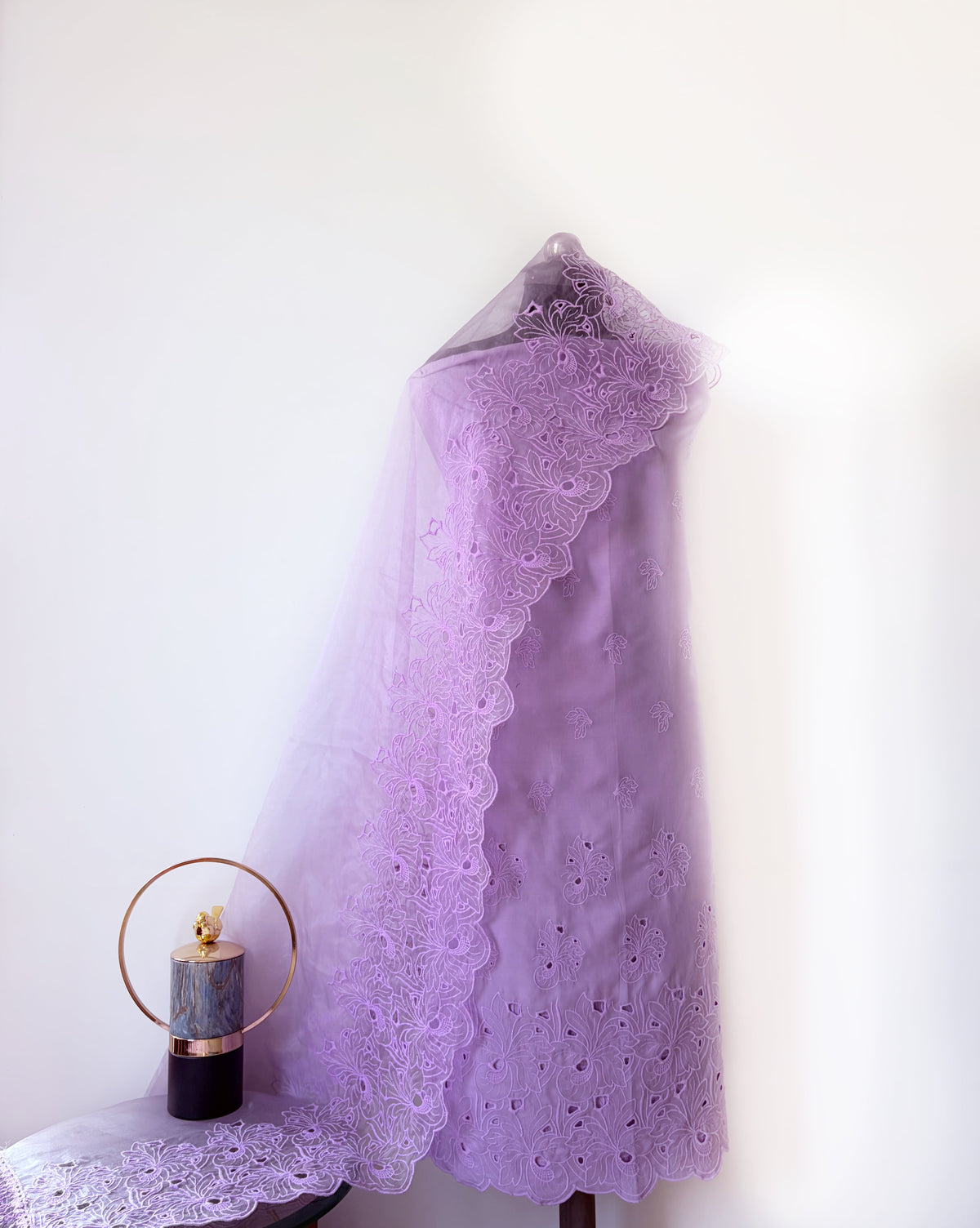 Lilac Chrysanthemum Cut-Work Suit-Set