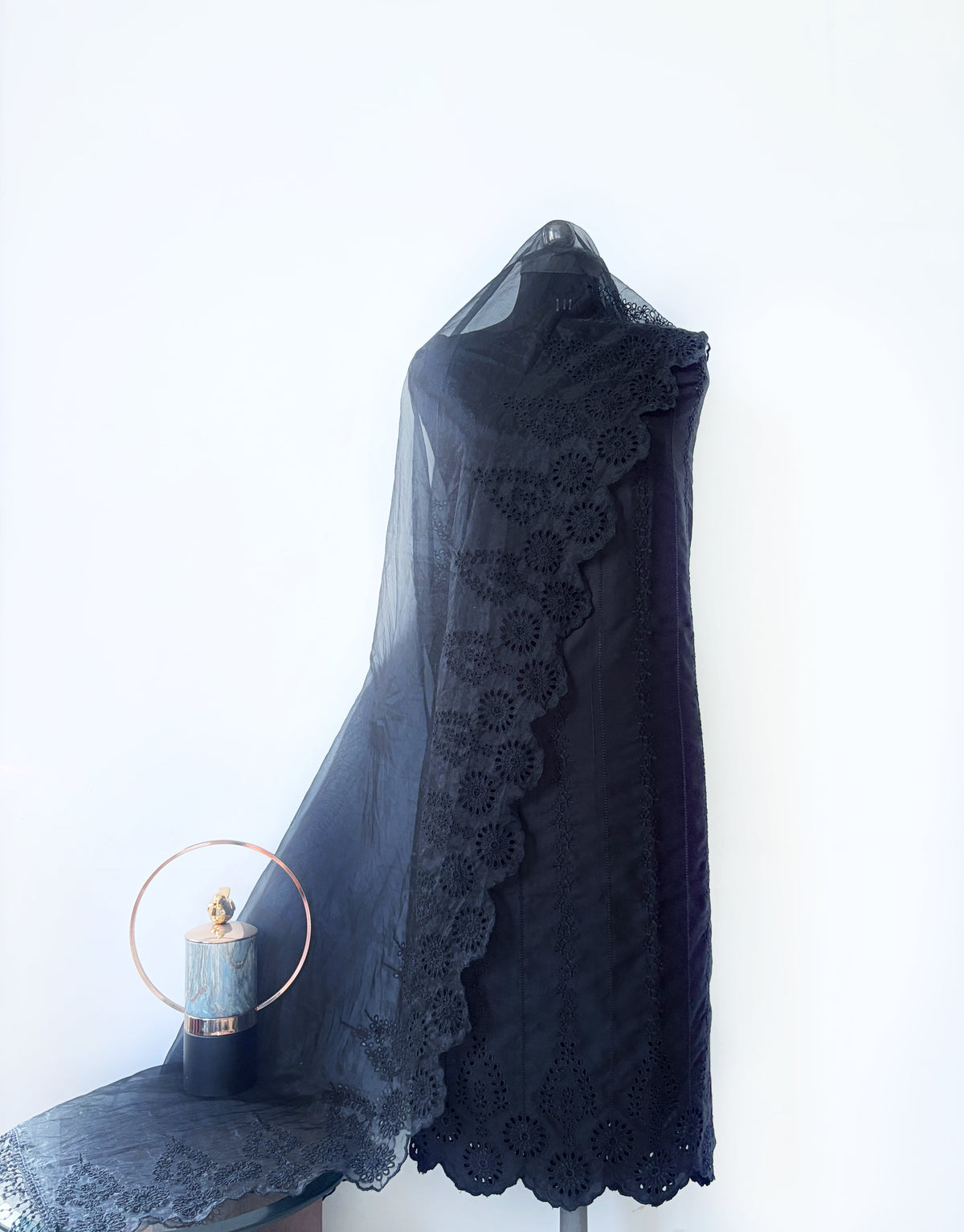 All Black Cut-Work Suit-Set