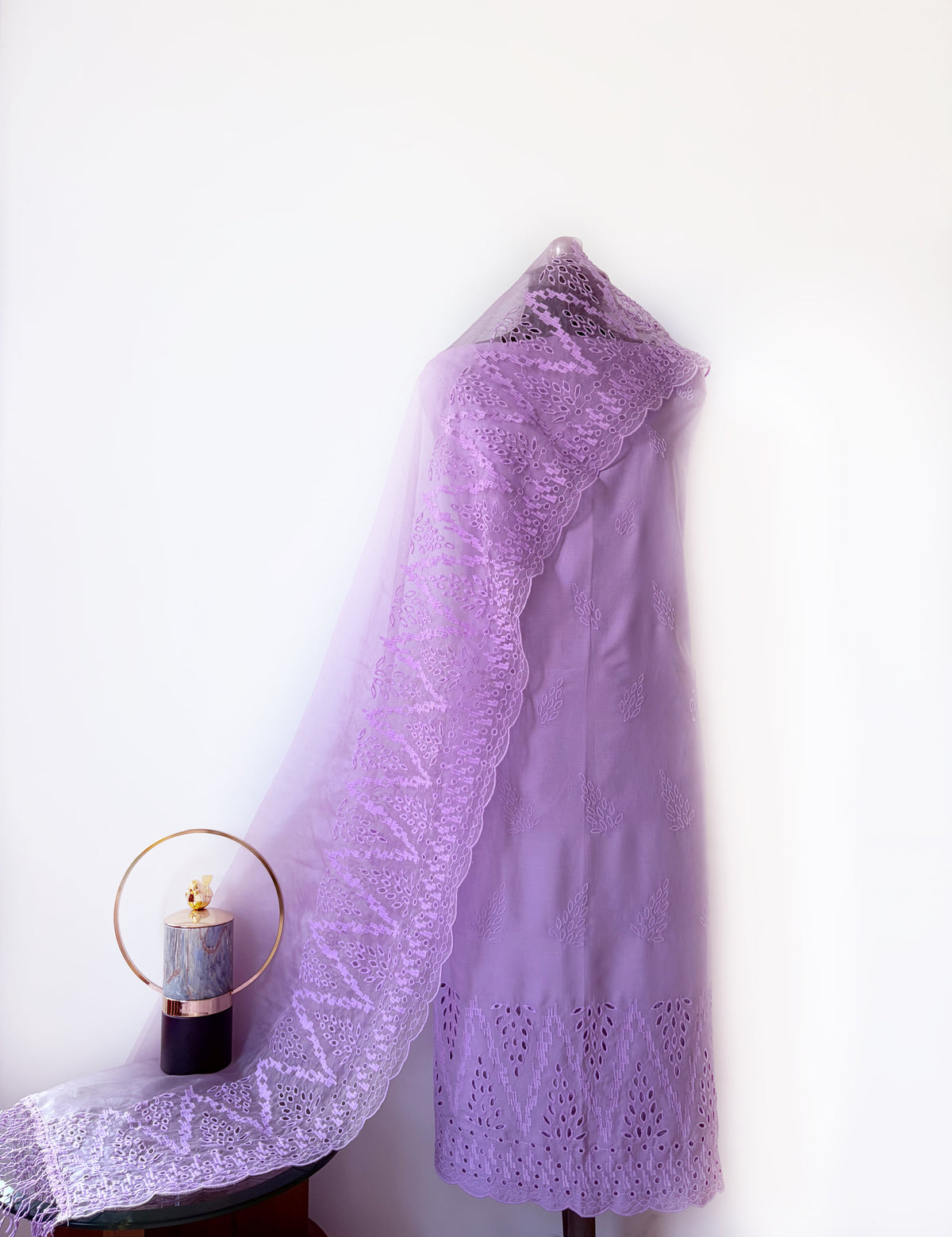 Lilac on Lilac Cut-Work Suit-Set