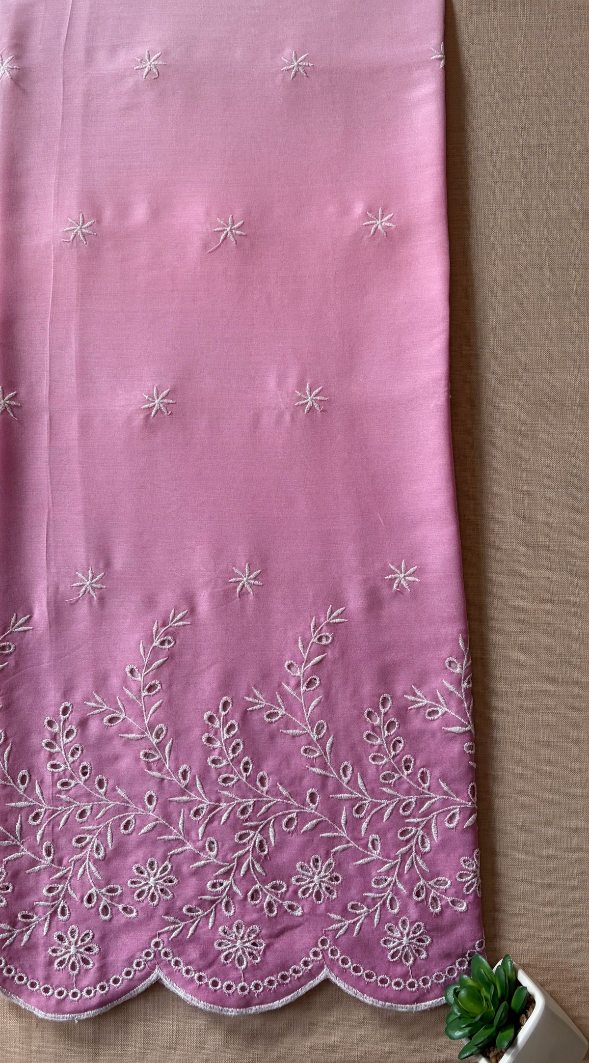 Ombre Pink Cut-Work Suit-Set