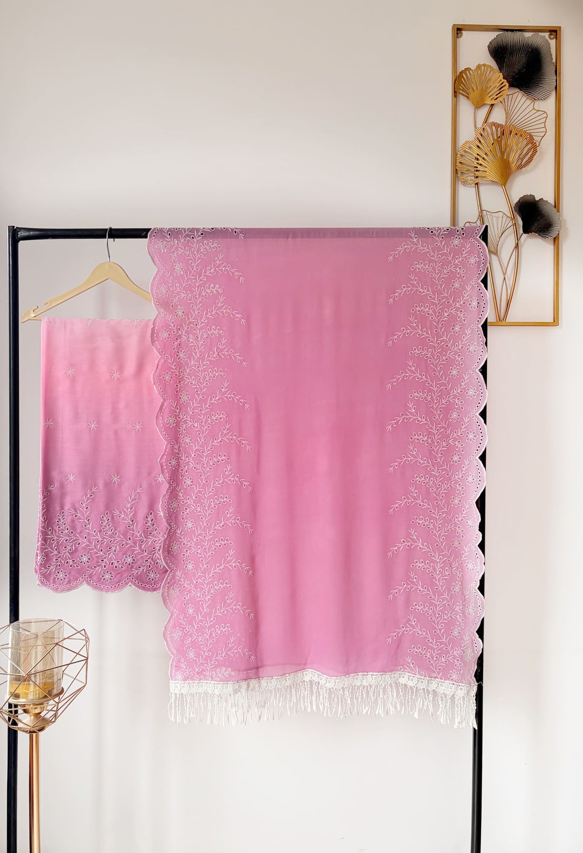 Ombre Pink Cut-Work Suit-Set