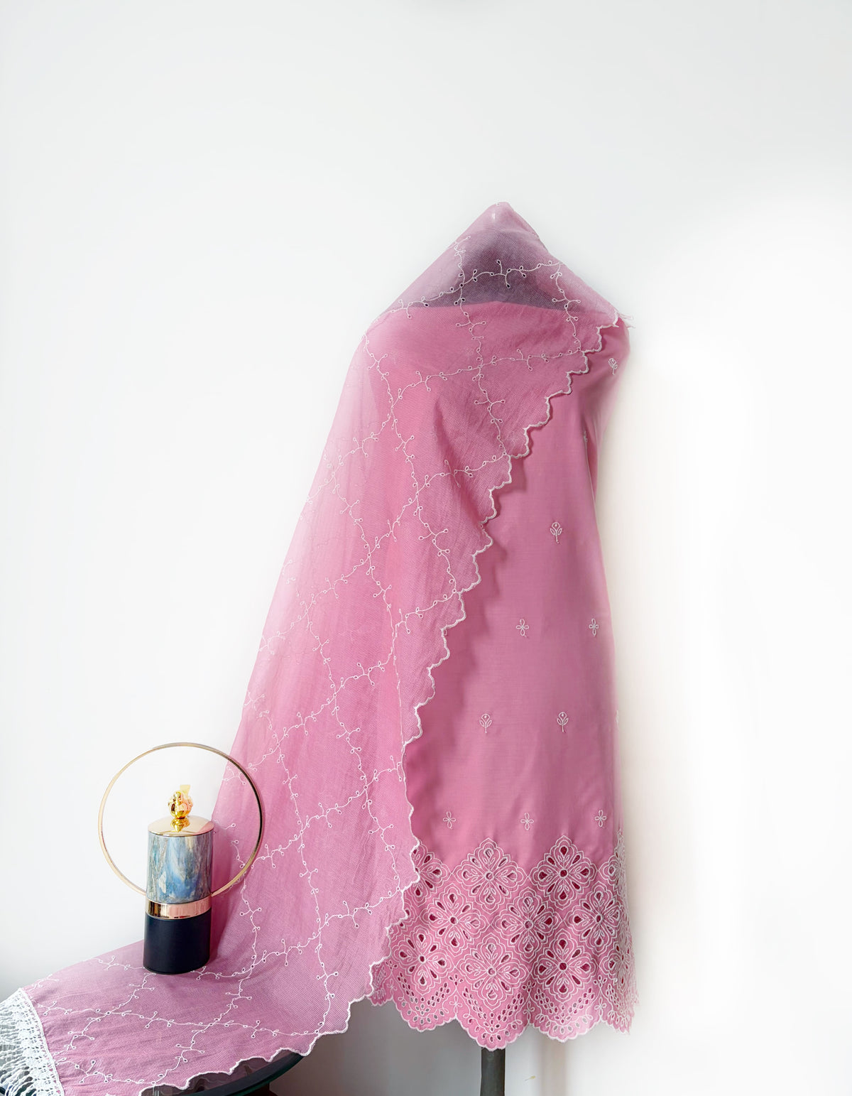 Dusty Pink Cut-Work Suit-Set