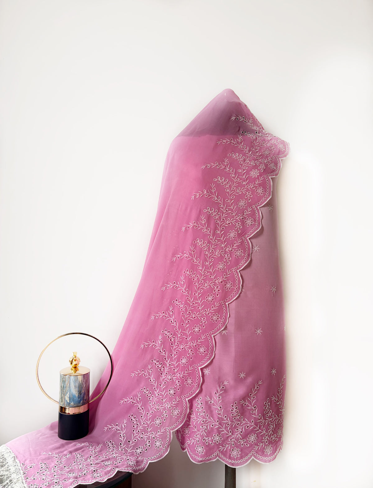 Ombre Pink Cut-Work Suit-Set