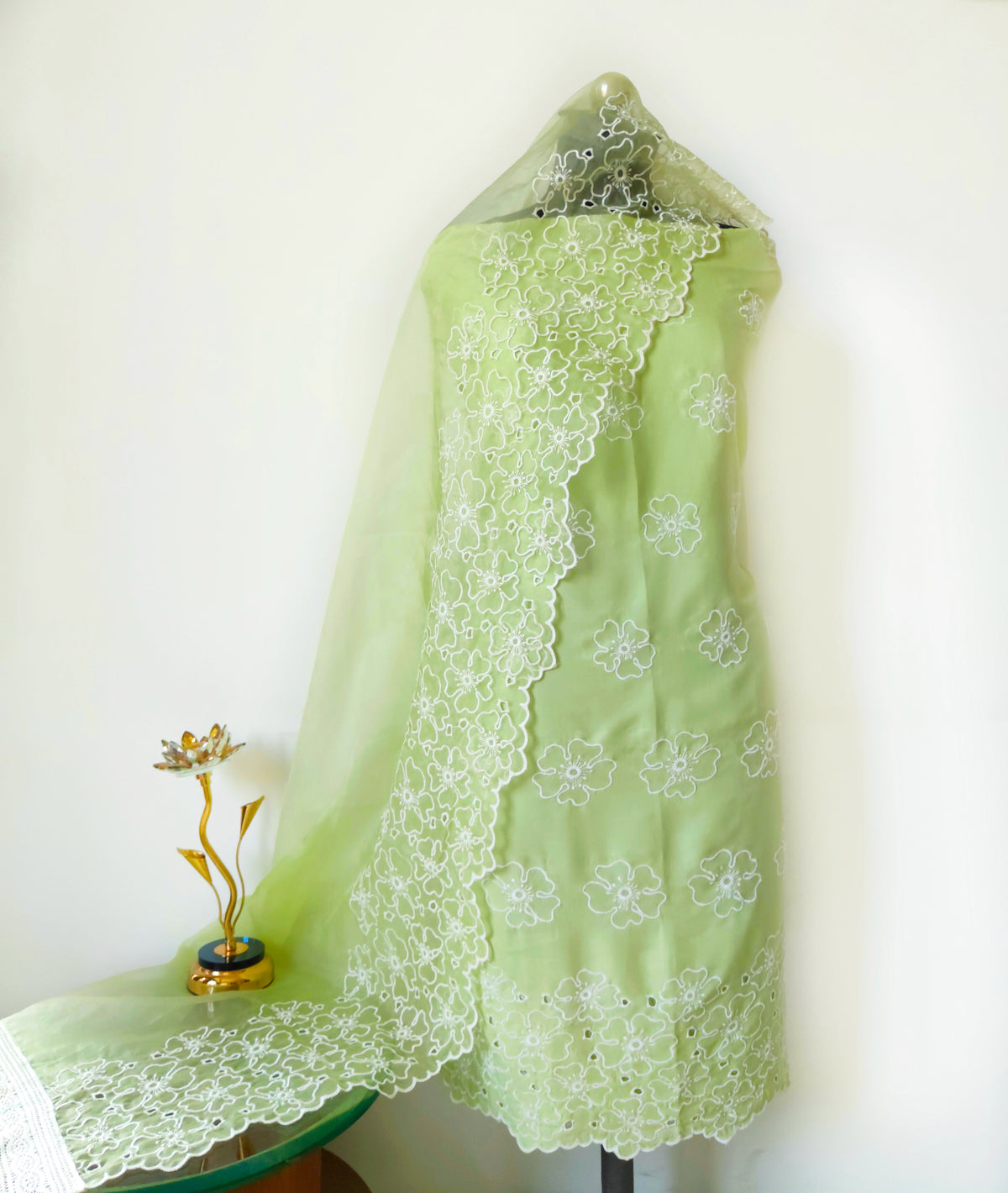 Lime Green Cut-Work Suit-Set