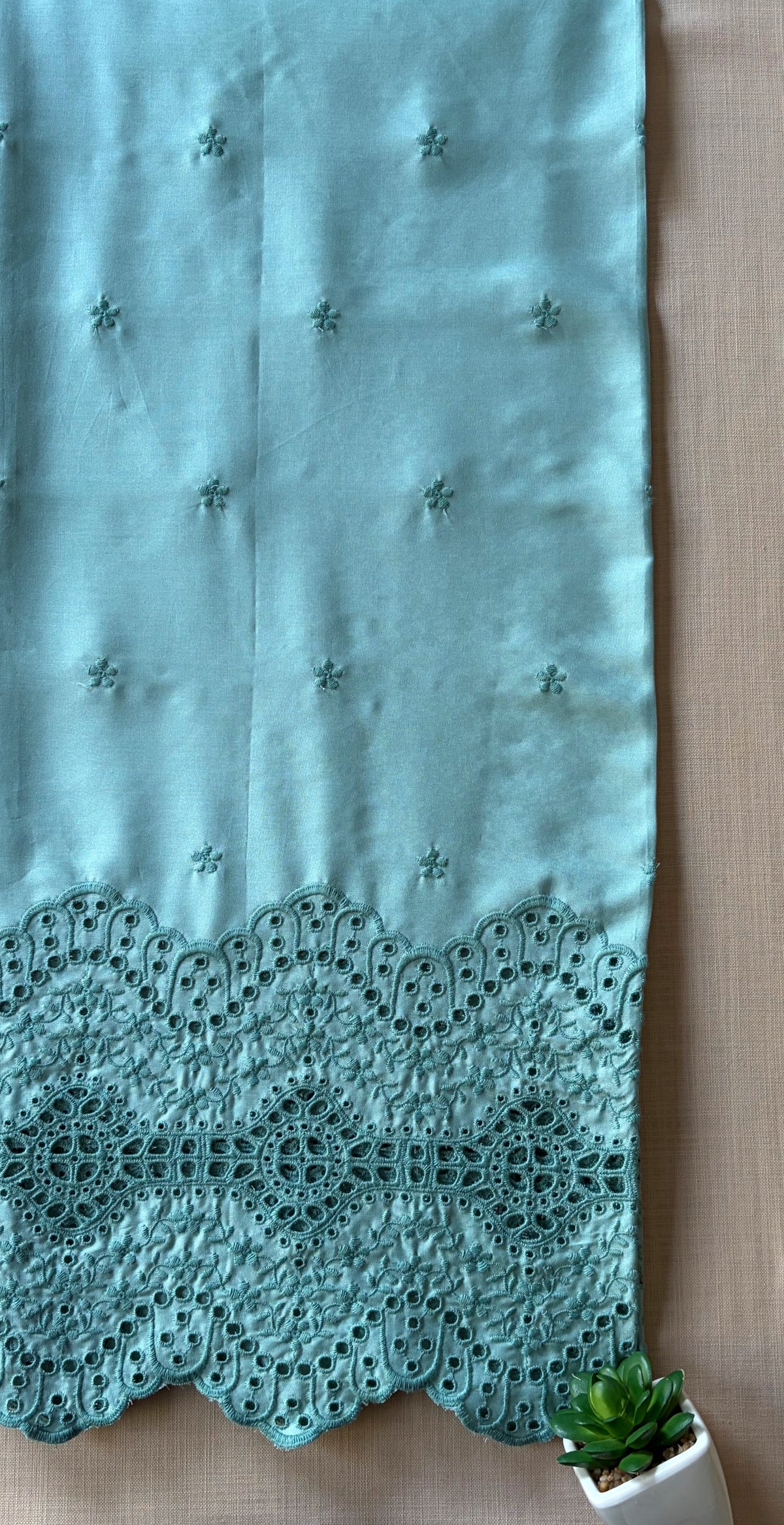 Teal Blue Cut-Work Suit-Set